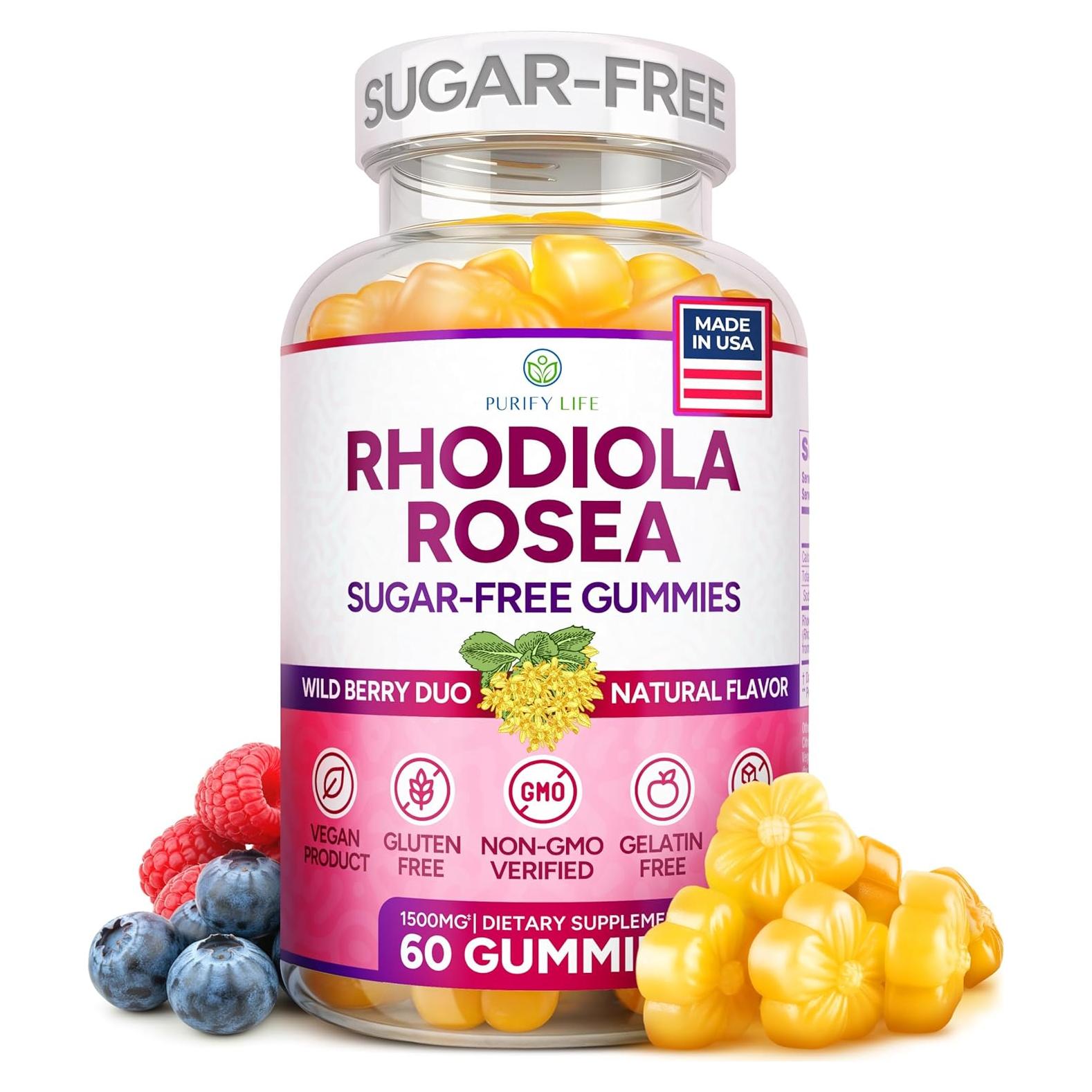 Gomitas Veganas de Rhodiola Rosea Purify Life 1500mg 60 Unidades