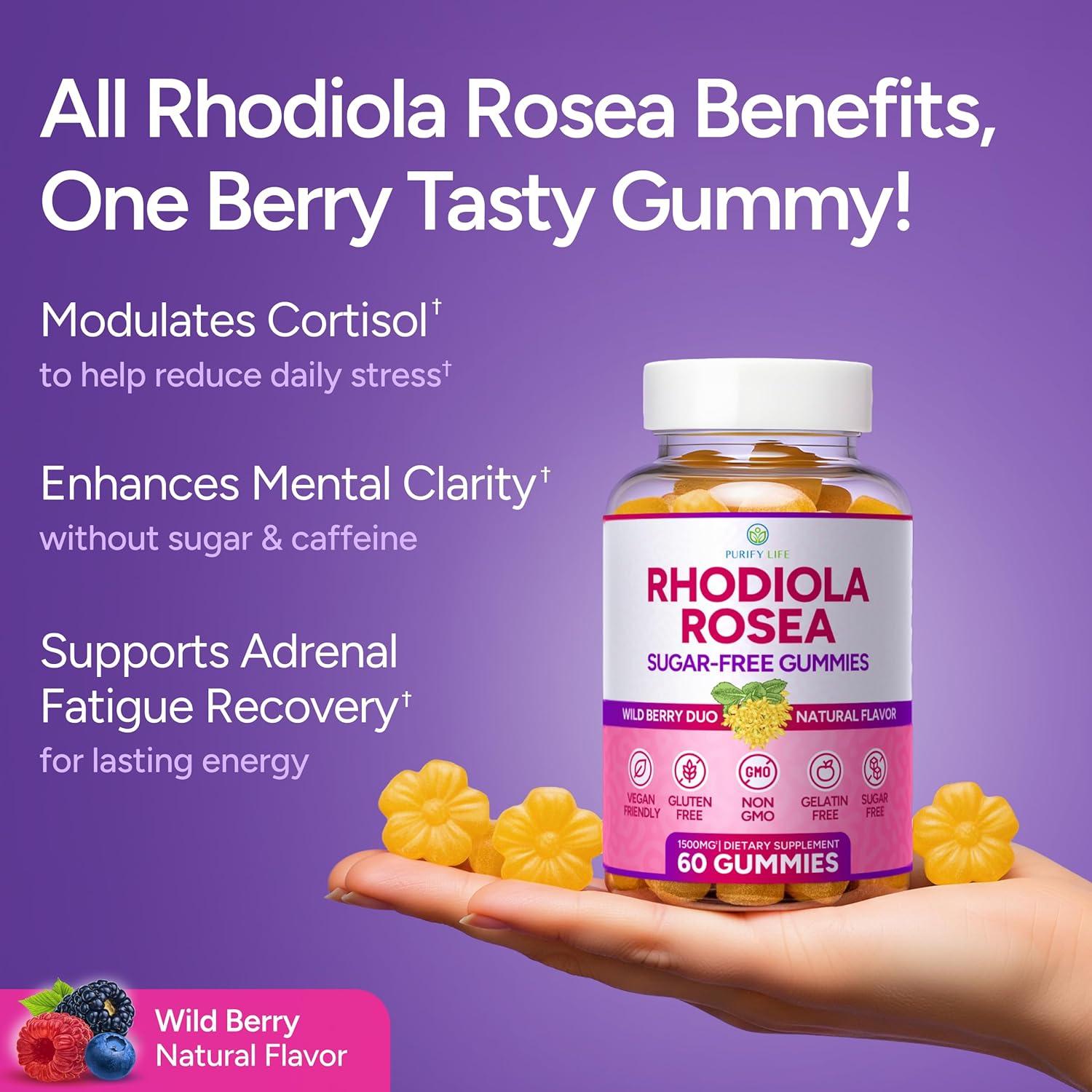 Gomitas Veganas de Rhodiola Rosea Purify Life 1500mg 60 Unidades