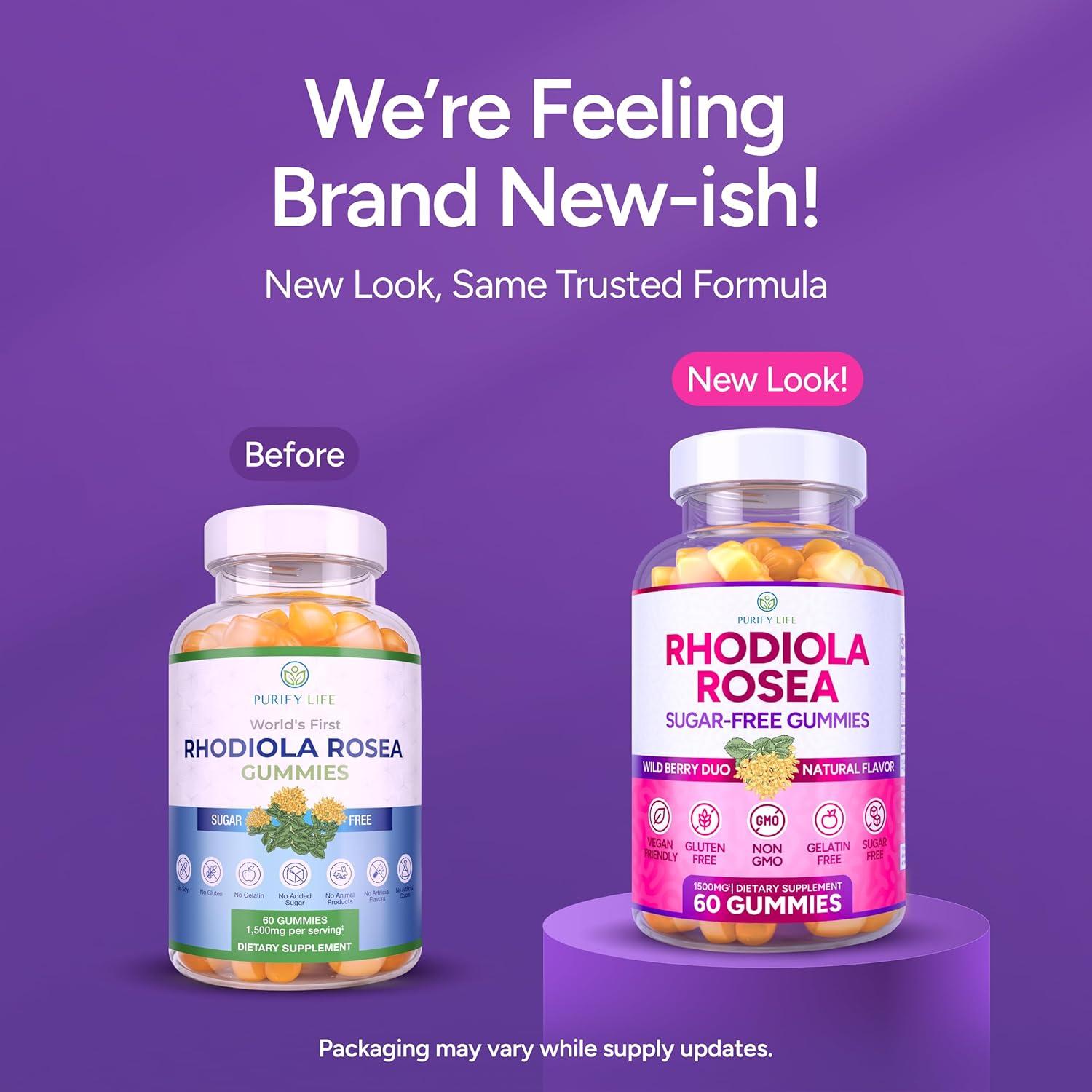 Gomitas Veganas de Rhodiola Rosea Purify Life 1500mg 60 Unidades