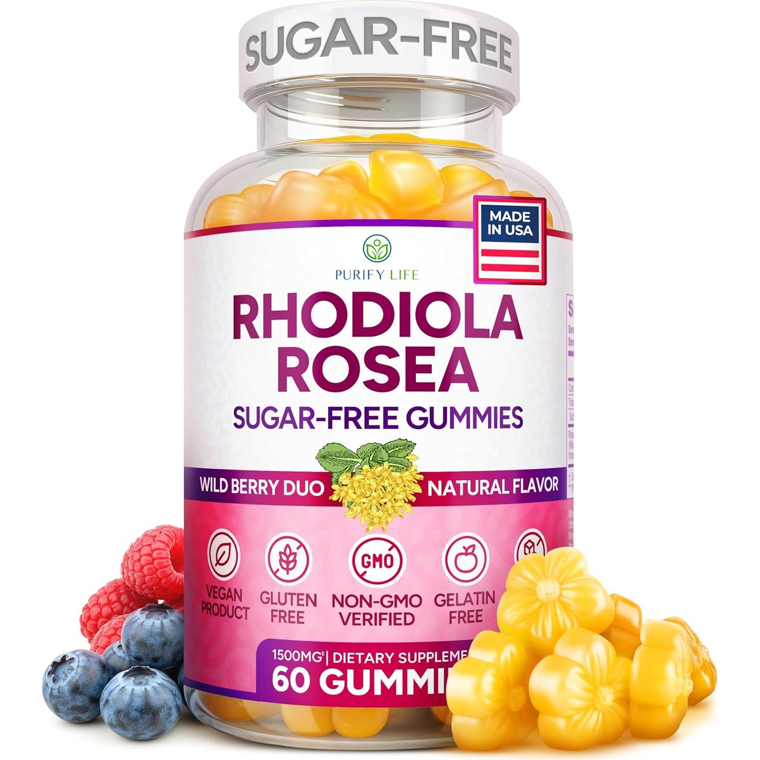 Gomitas Veganas de Rhodiola Rosea Purify Life 1500mg 60 Unidades