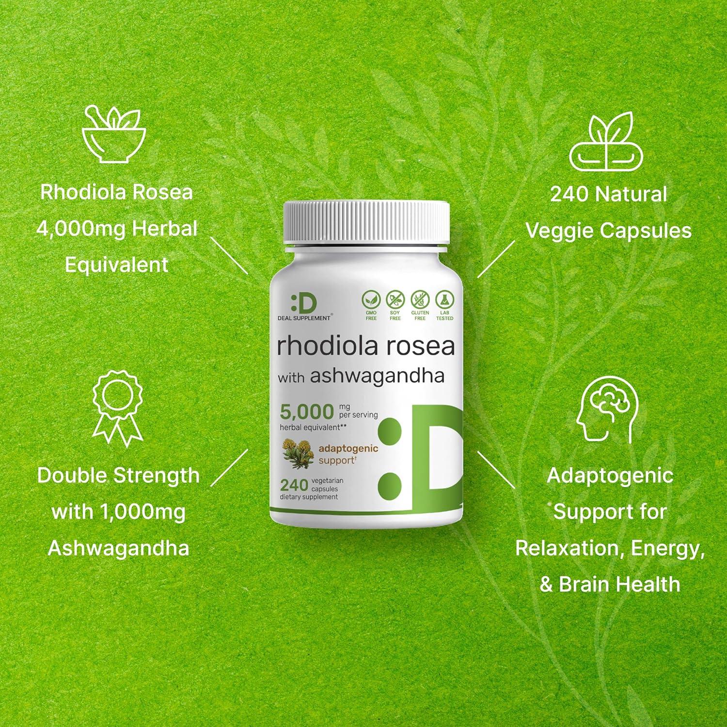 Suplemento Adaptogénico Deal Rhodiola Rosea 5000mg 240 Cápsulas Veganas