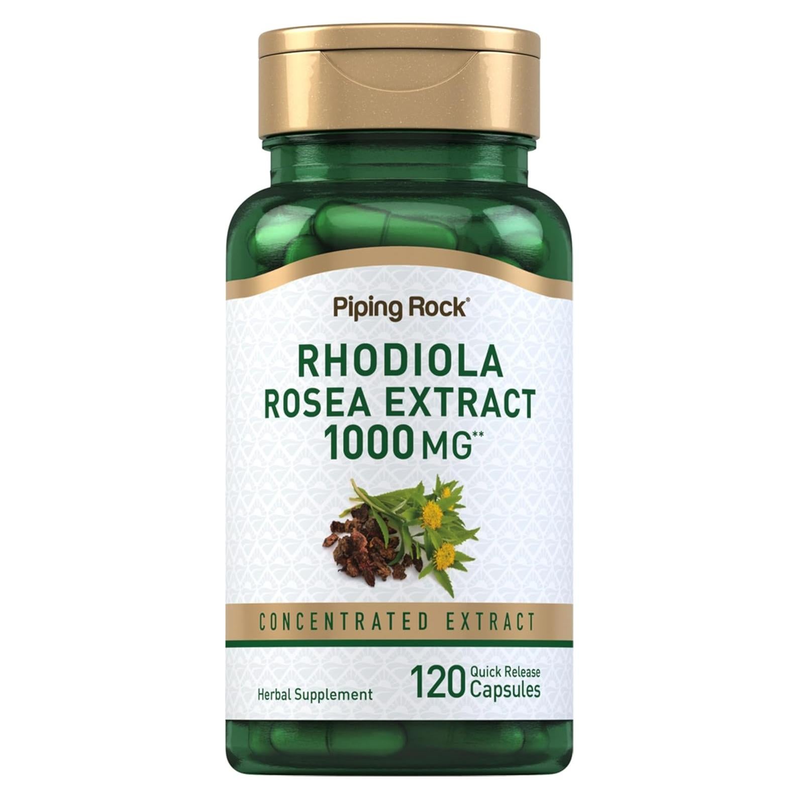 Suplemento de Rhodiola Rosea Piping Rock 1000mg 120 Cápsulas