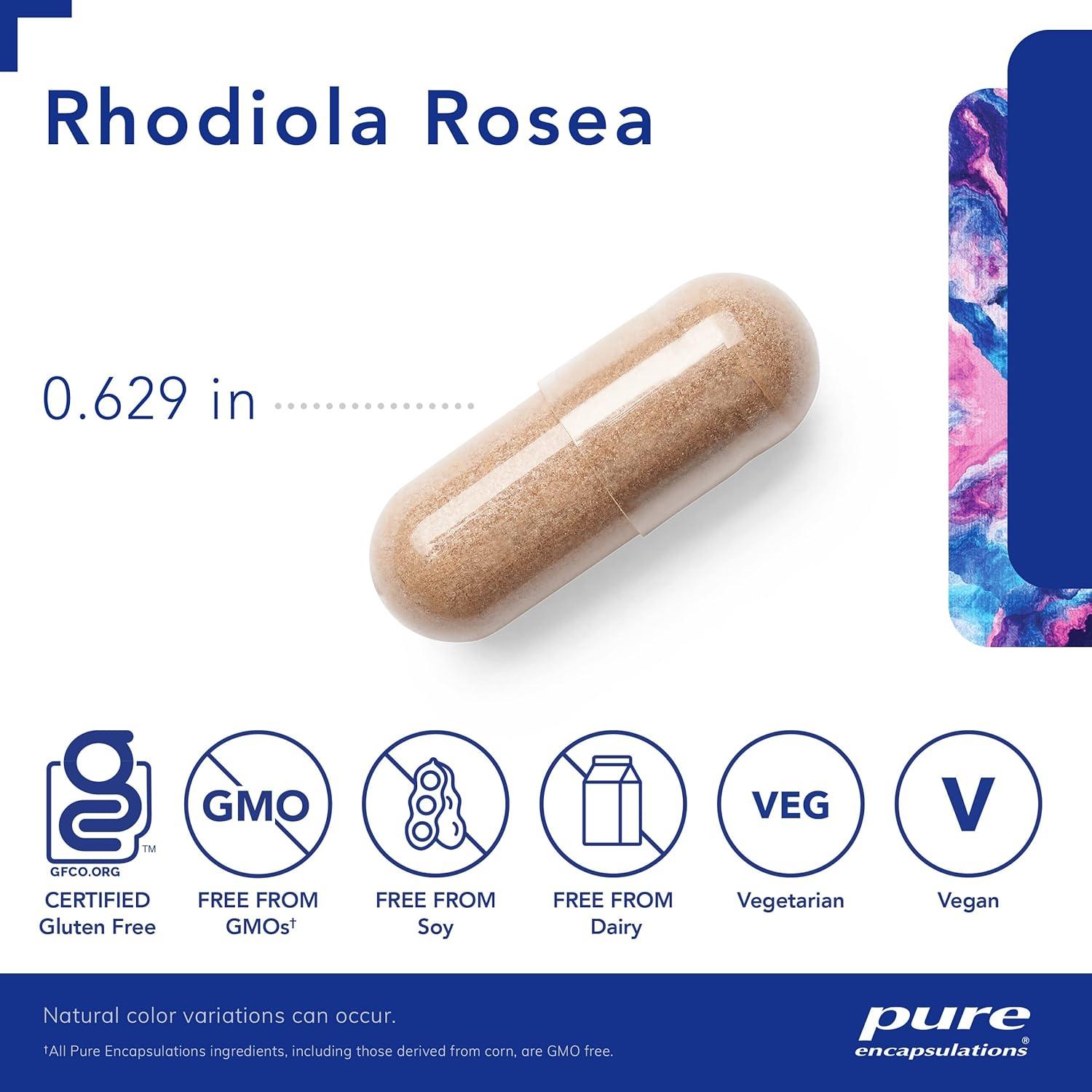 Suplemento Adaptógeno Rhodiola Rosea Pure Encapsulations 90 Cápsulas