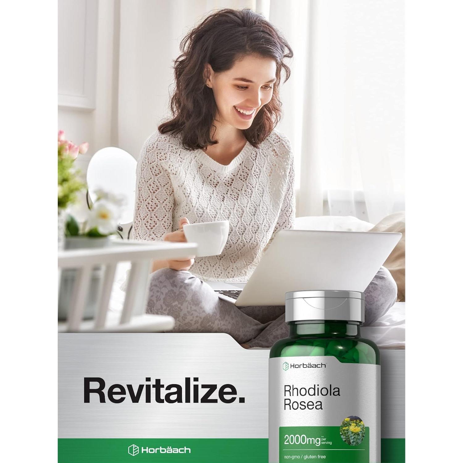 Cápsulas de Rhodiola Rosea Horbaach 2000mg - 180 Unidades - Sin OGM