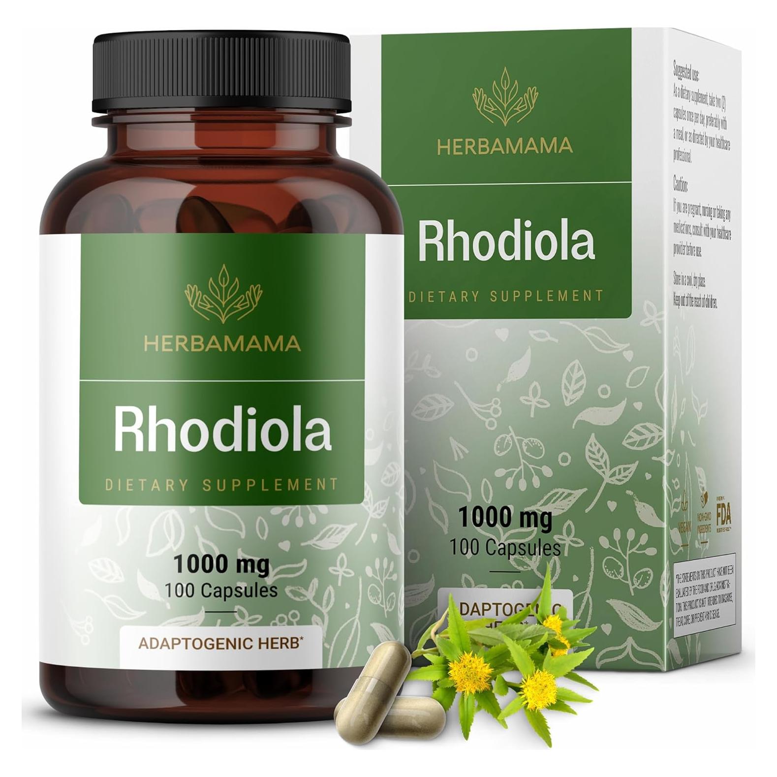 Cápsulas de Rhodiola Rosea Herbamama 1000mg - 100 Unidades