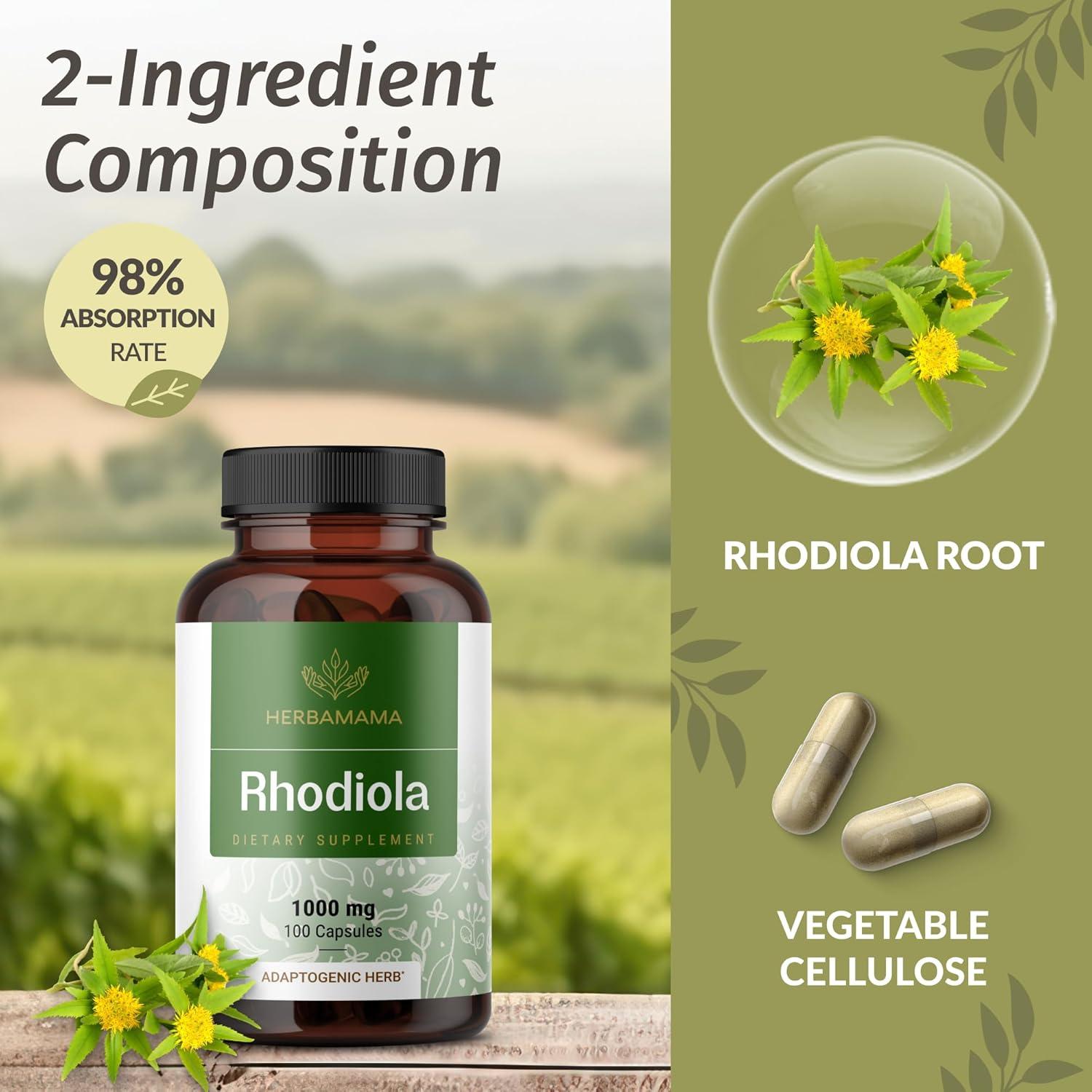 Cápsulas de Rhodiola Rosea Herbamama 1000mg - 100 Unidades