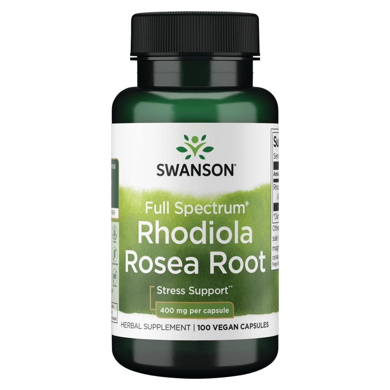 Suplemento Herbal Raíz de Rhodiola Rosea Swanson 400 mg 100 Cápsulas