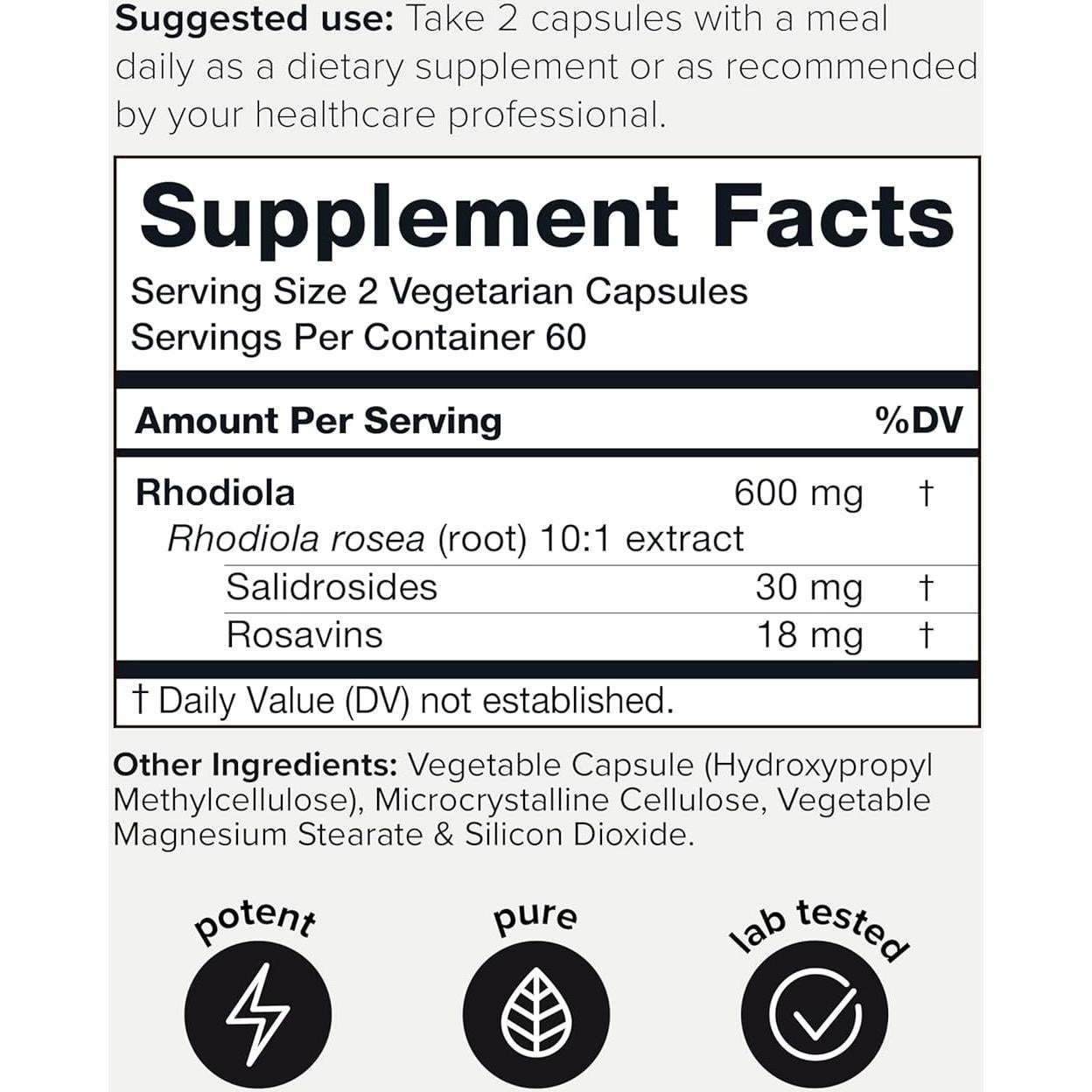 Suplemento Toniiq Rhodiola Rosea 600mg - 120 Cápsulas