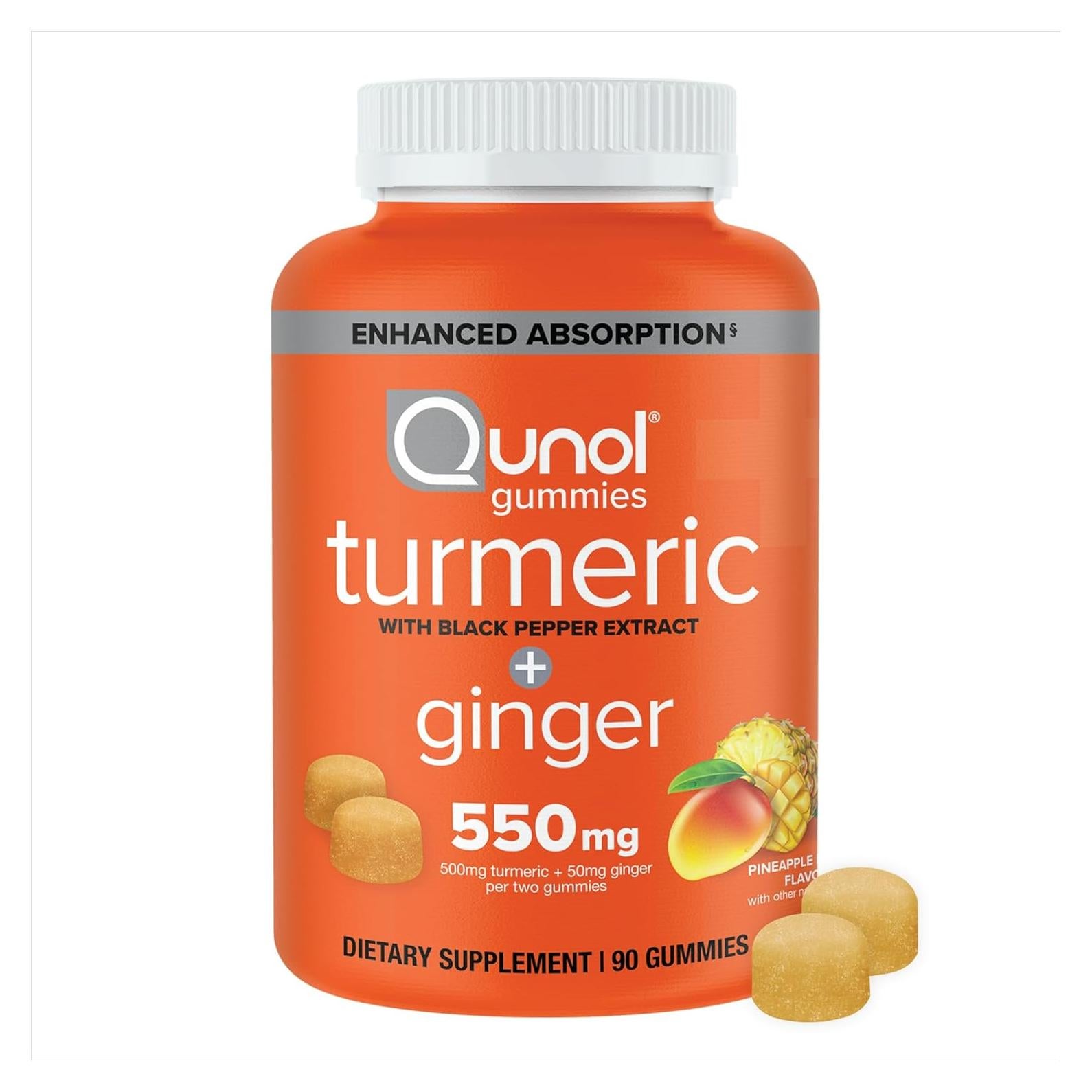 Gomitas de Cúrcuma y Jengibre Qunol, 90 Unidades, Salud Articulaciones