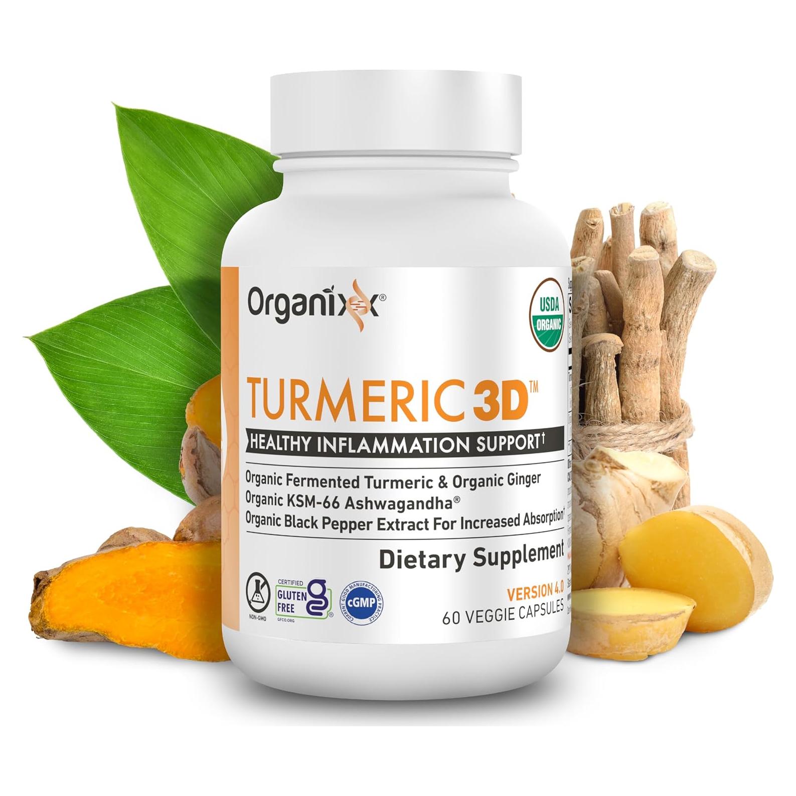 Suplemento Orgánico de Cúrcuma Curcumina Organixx 60 Cápsulas