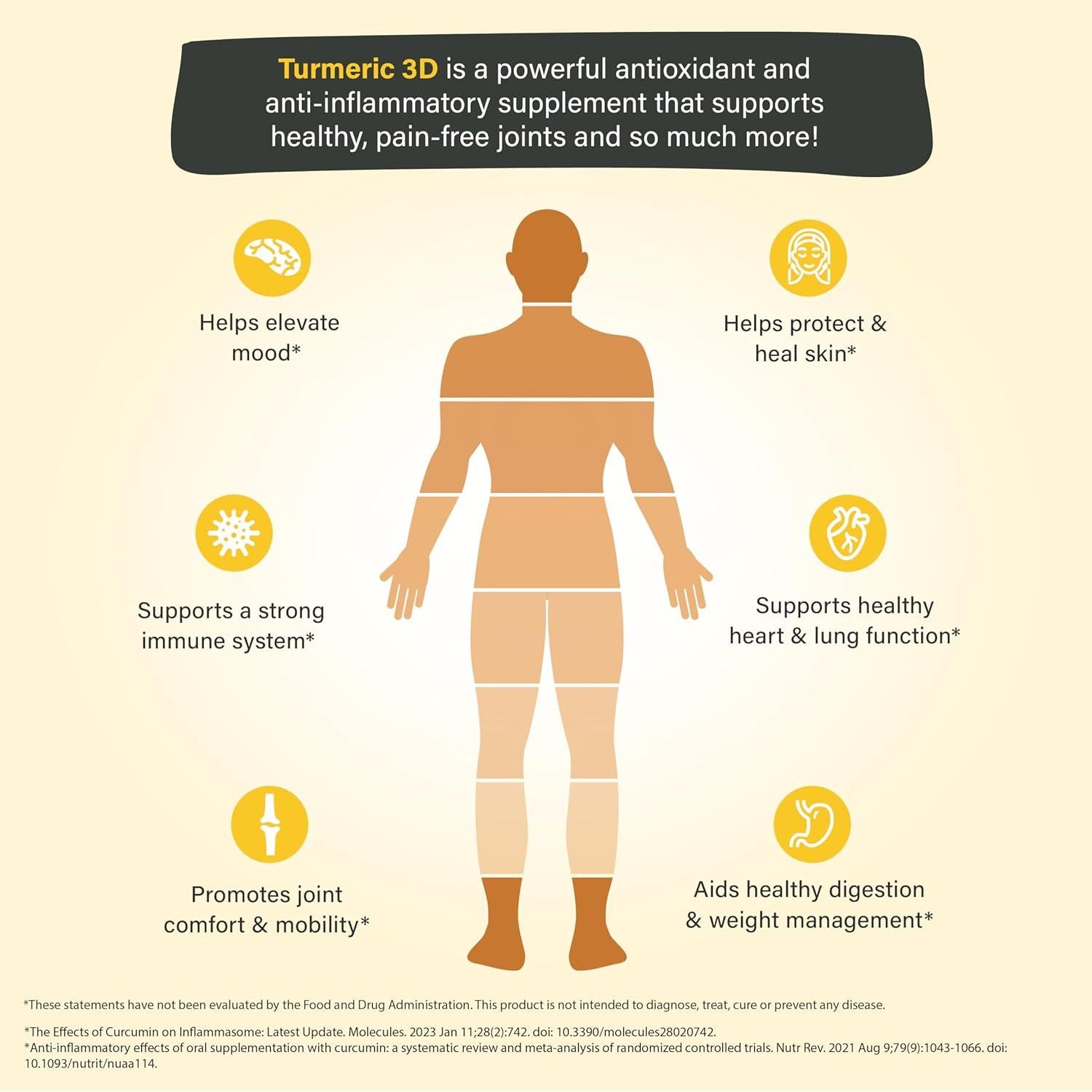 Suplemento Orgánico de Cúrcuma Curcumina Organixx 60 Cápsulas