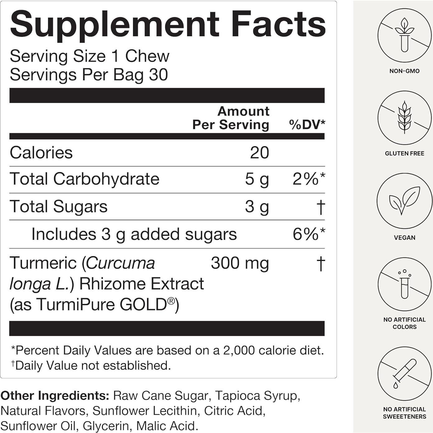 Suplemento Masticables de Cúrcuma HumanN - 30 Contenido Sabor Naranja