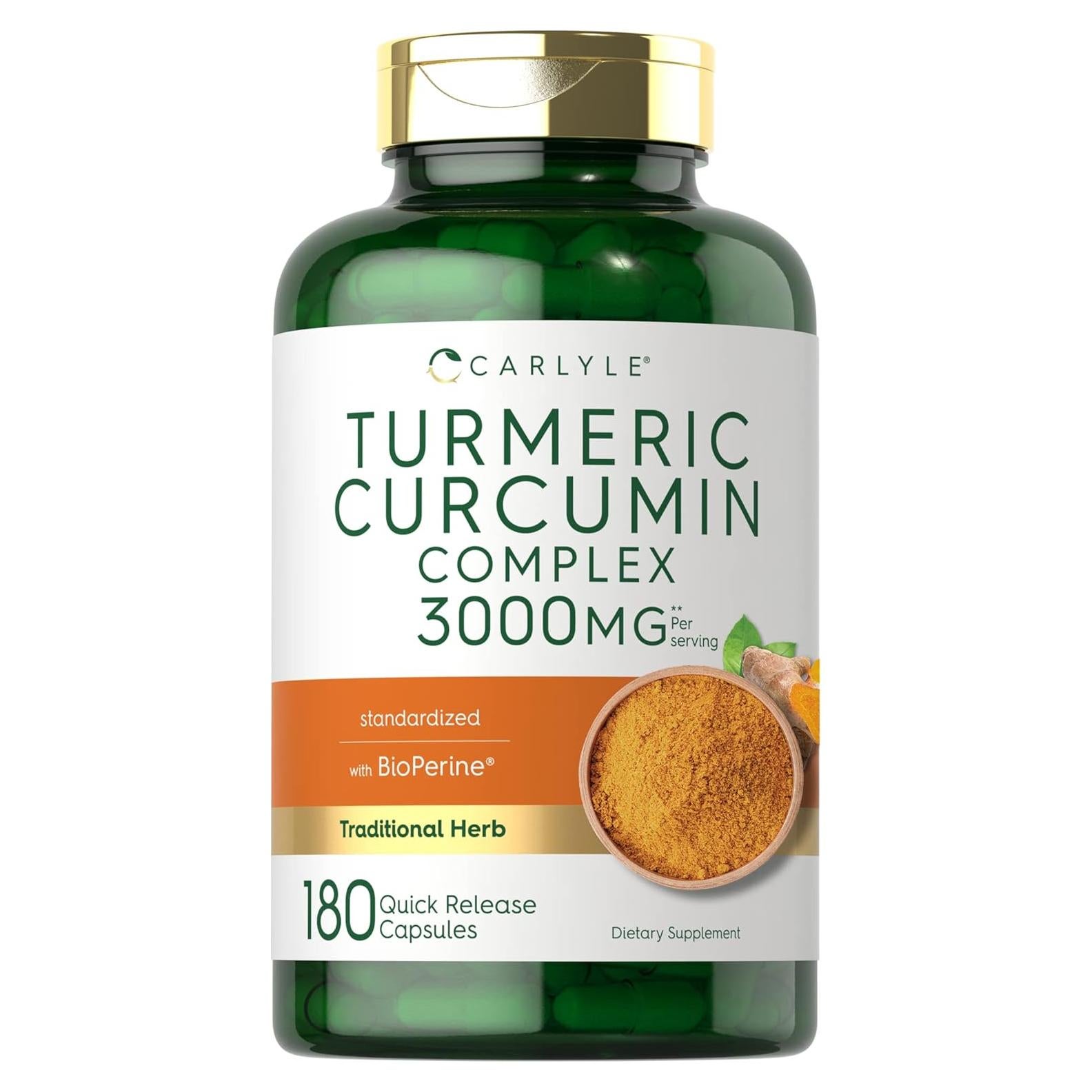 Suplemento de Cúrcuma Curcumina Carlyle 3000mg 180 Cápsulas