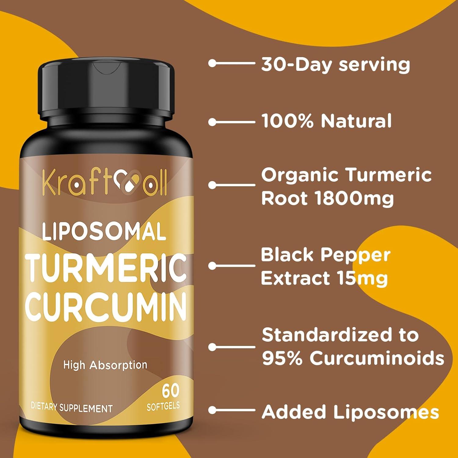Suplemento de Cúrcuma Liposomal Kraftvoll 2200 mg 60 Gelatinas
