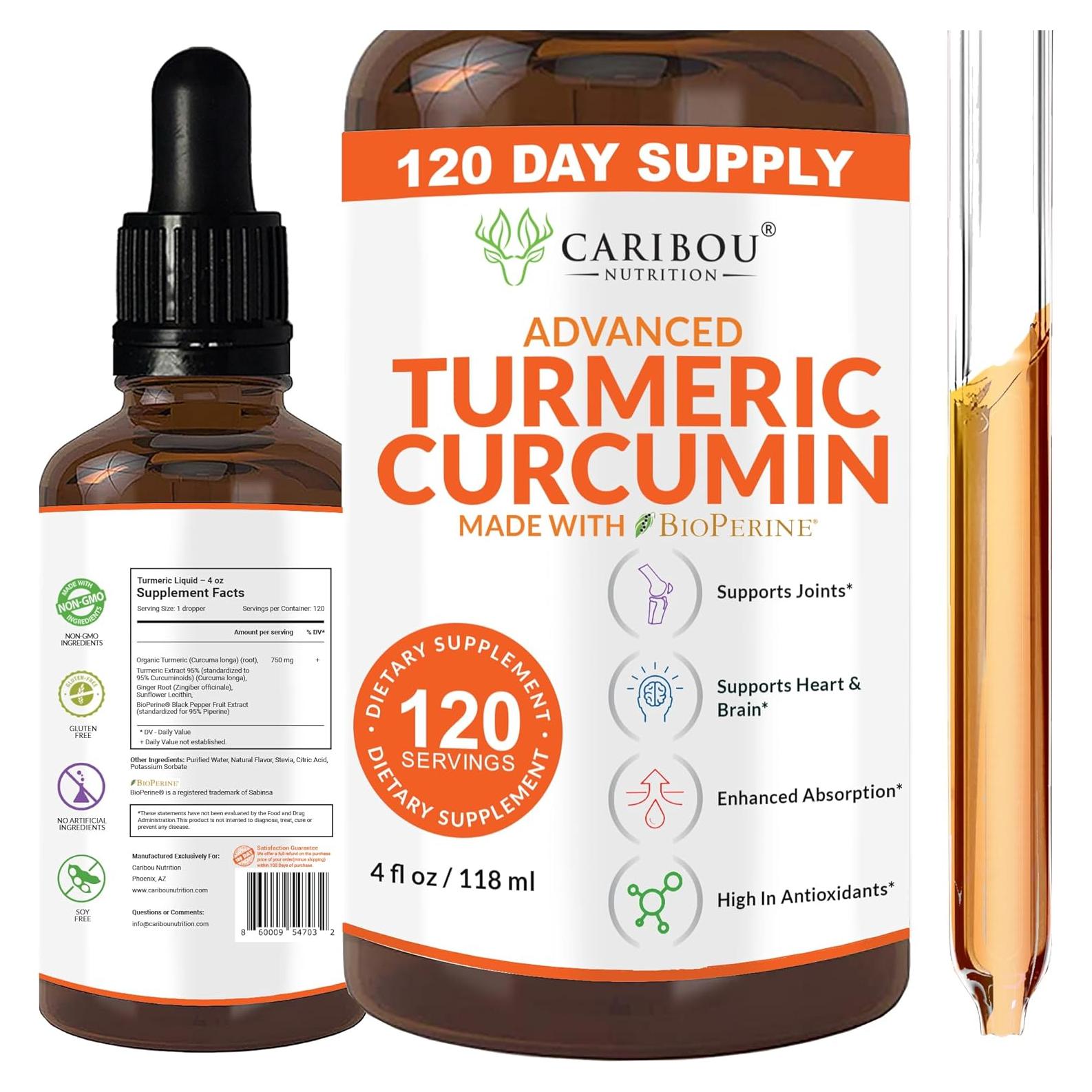 Suplemento de Cúrcuma Líquida Caribou Nutrition 120ml
