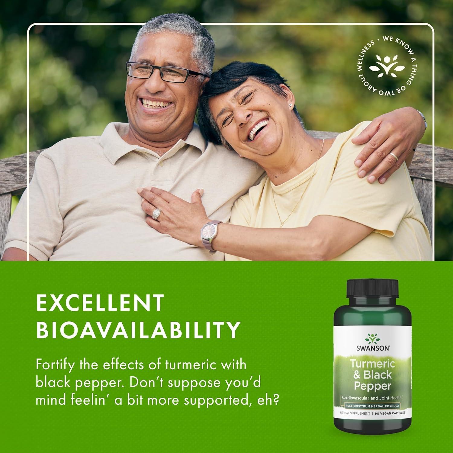Cápsulas Veganas de Cúrcuma y Pimienta Negra Swanson 90 Unidades