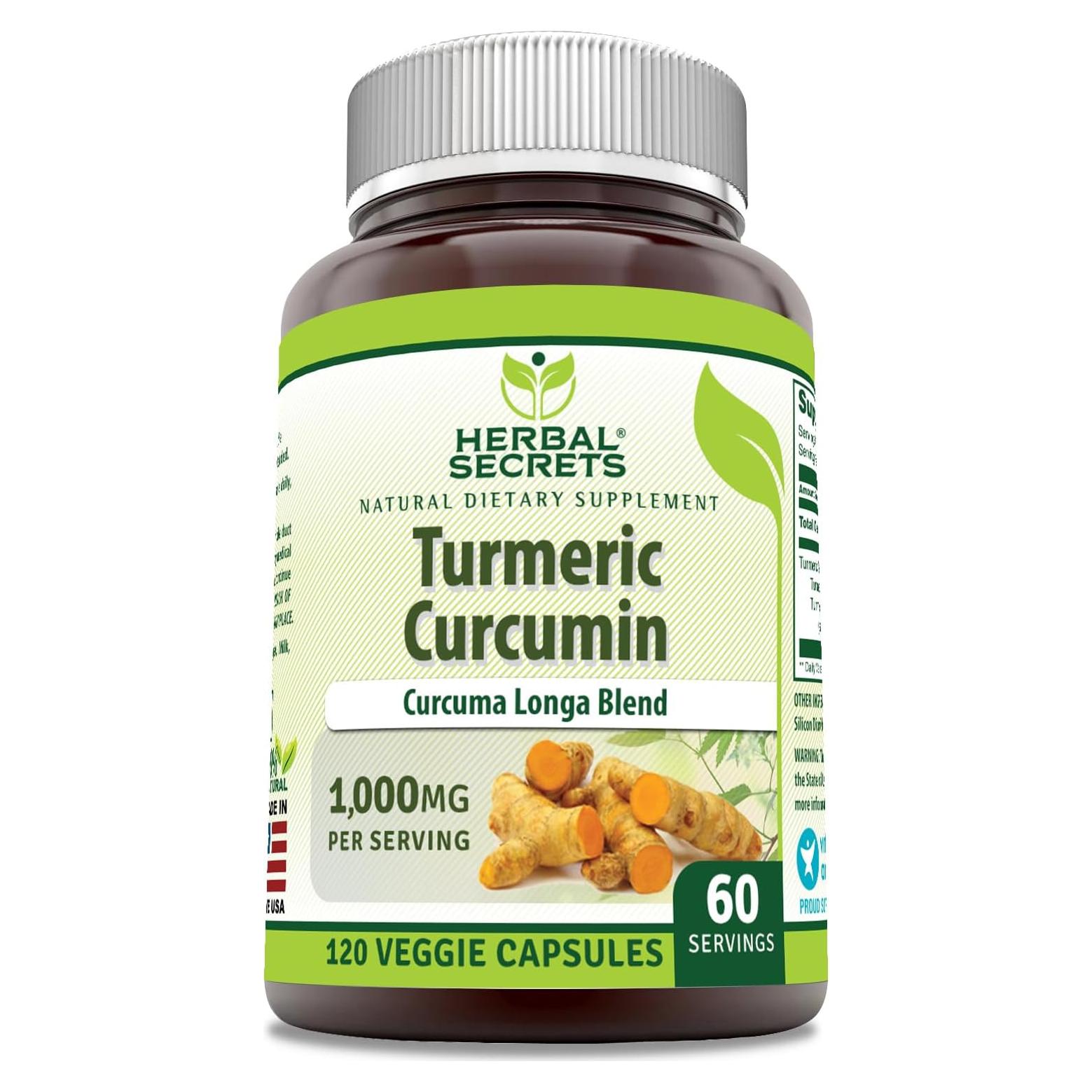 Suplemento de Cúrcuma y Curcumina Herbal Secrets 1000 mg 120 Cápsulas