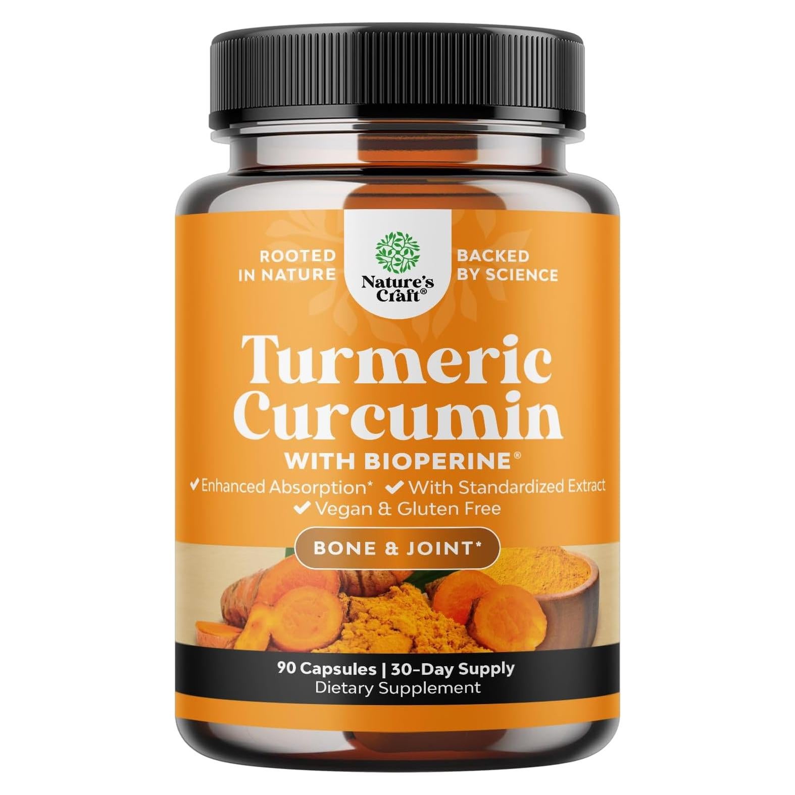 Cápsulas de Cúrcuma Curcumina Natures Craft 90 Unidades