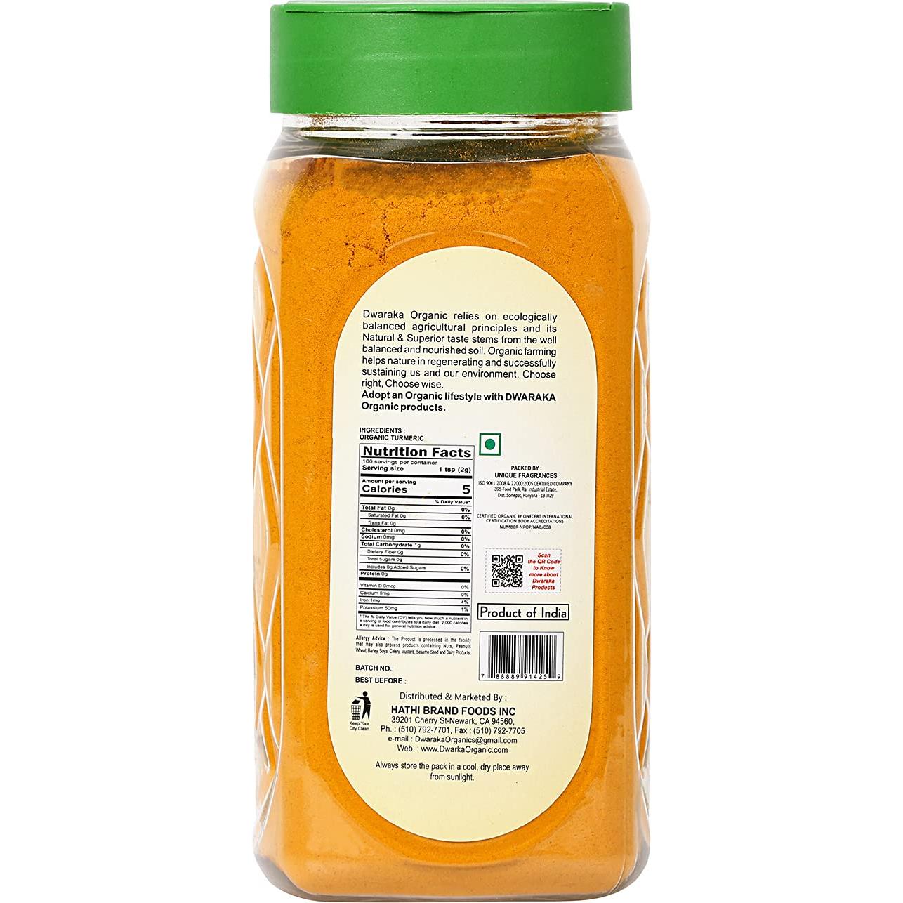 Polvo de Cúrcuma Orgánico Dwaraka 198g - Saludable y Natural