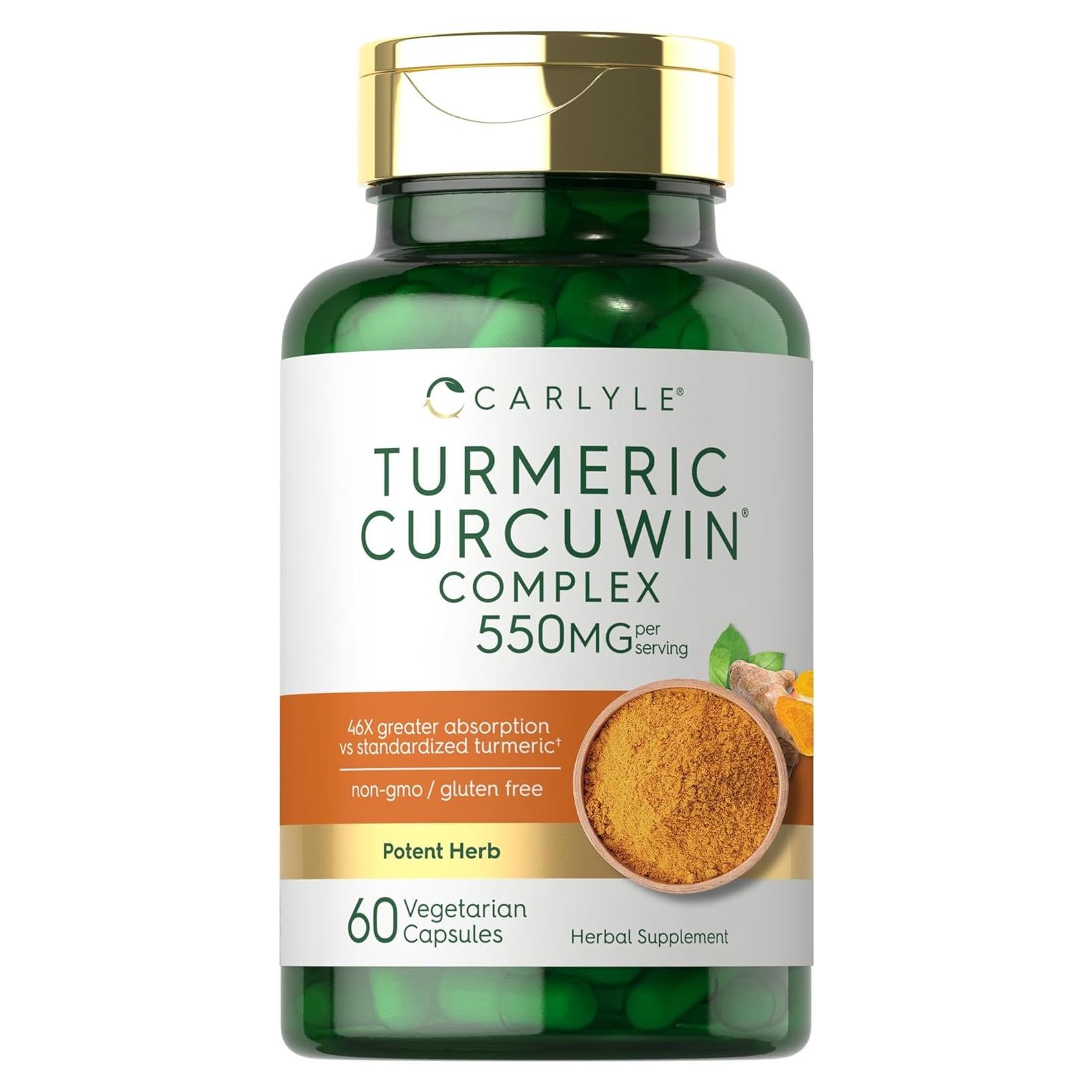 Suplemento de Cúrcuma Carlyle 550mg | 60 Cápsulas Vegetarianas