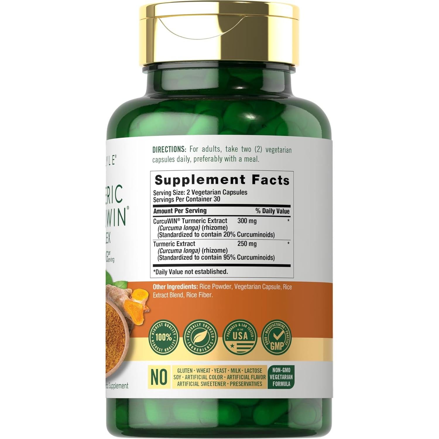 Suplemento de Cúrcuma Carlyle 550mg | 60 Cápsulas Vegetarianas