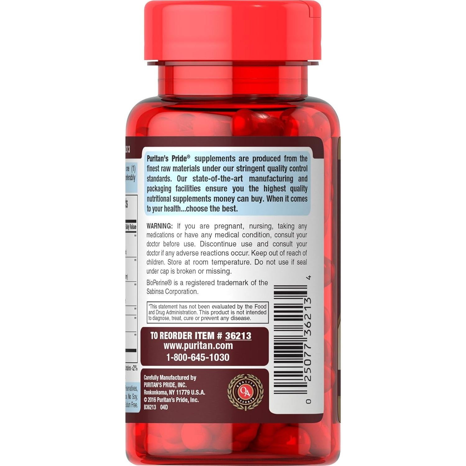 Suplemento Dietético Puritan's Pride Cereza Ácida y Cúrcuma 60 Cápsulas