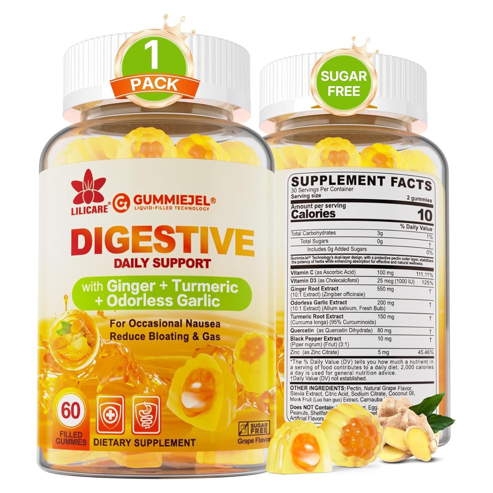 Gominolas de Jengibre y Cúrcuma LILICARE - 60 Unidades Sin Azúcar