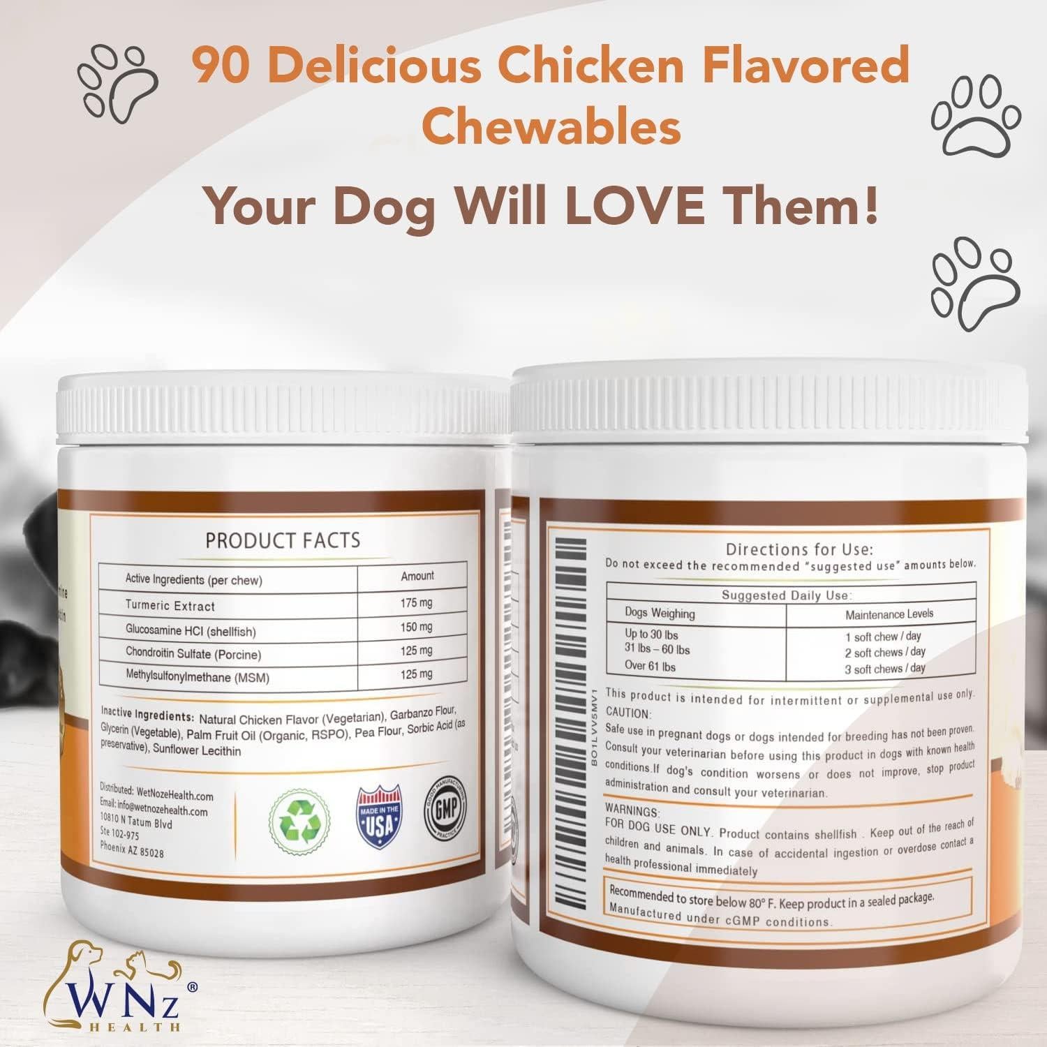 Chicles para Perros WetNozeHealth - Caderas y Articulaciones 90 Unidades