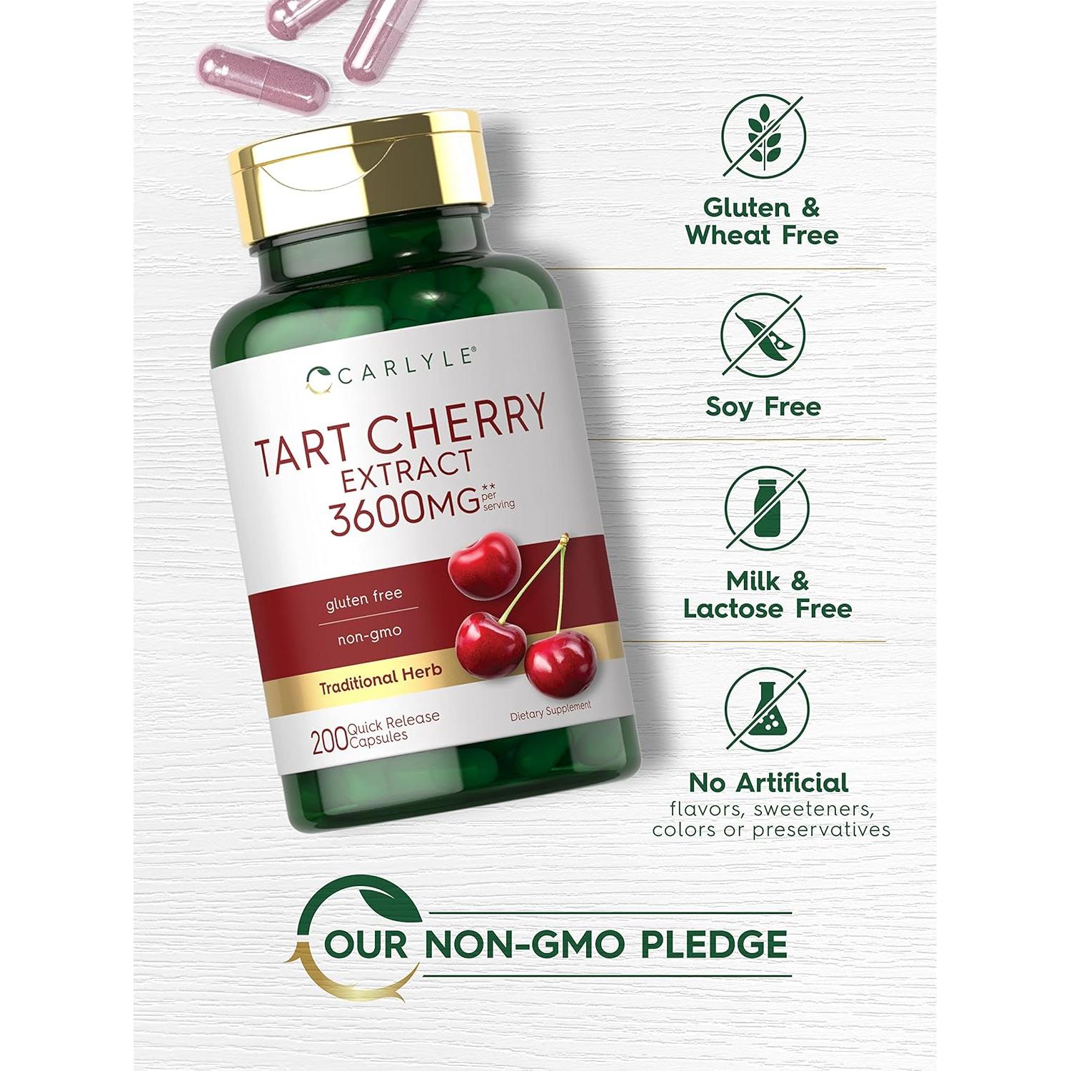 Cápsulas de Cereza Ácida Carlyle | 200 Unidades | Sin OGM y Gluten