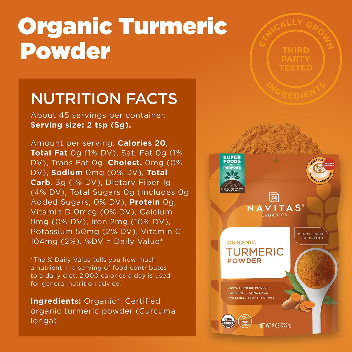 Polvo de Cúrcuma Orgánica Navitas 227g - Antiinflamatorio Natural