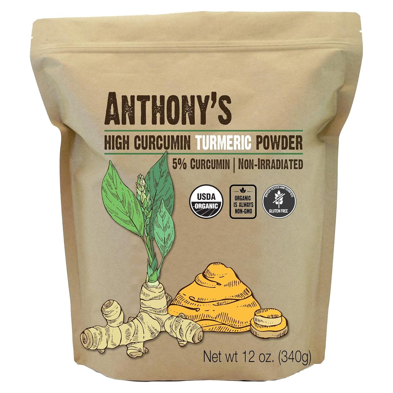 Polvo de Cúrcuma Orgánica Anthony's 340 g Sin Gluten y No OGM