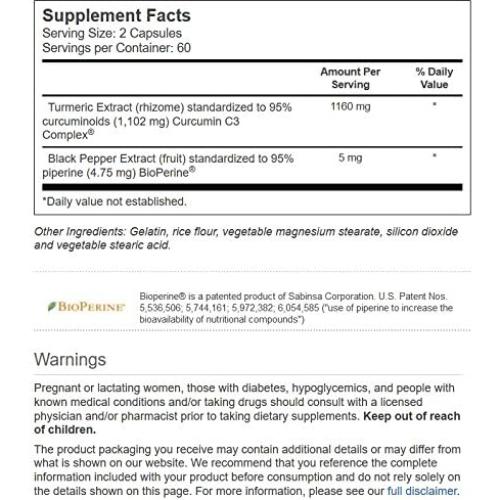 Extracto de Cúrcuma Vitacost Complejo Curcumina C3 120 Cápsulas