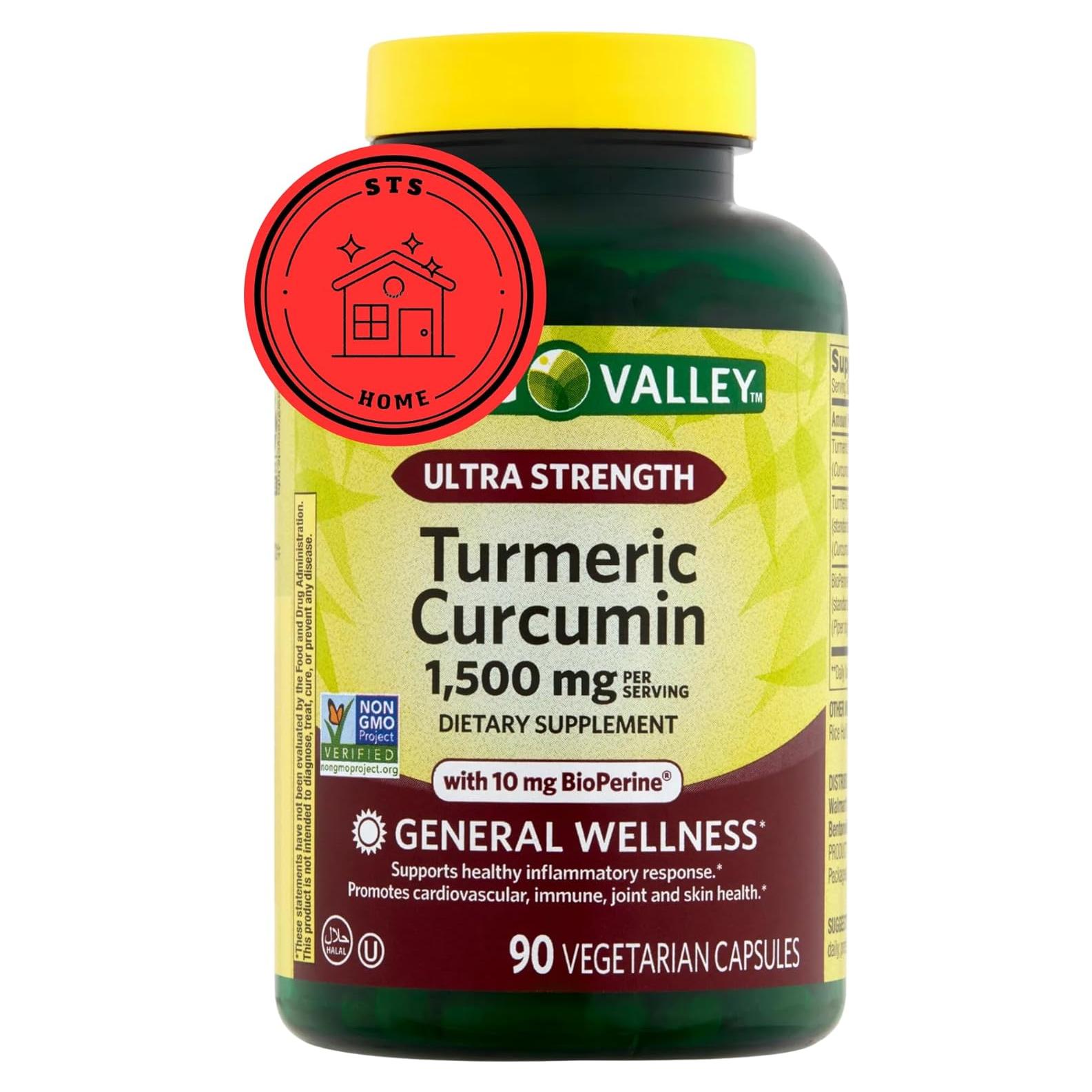 Suplemento de Cúrcuma Spring Valley 1500 mg 90 Cápsulas Vegetarianas