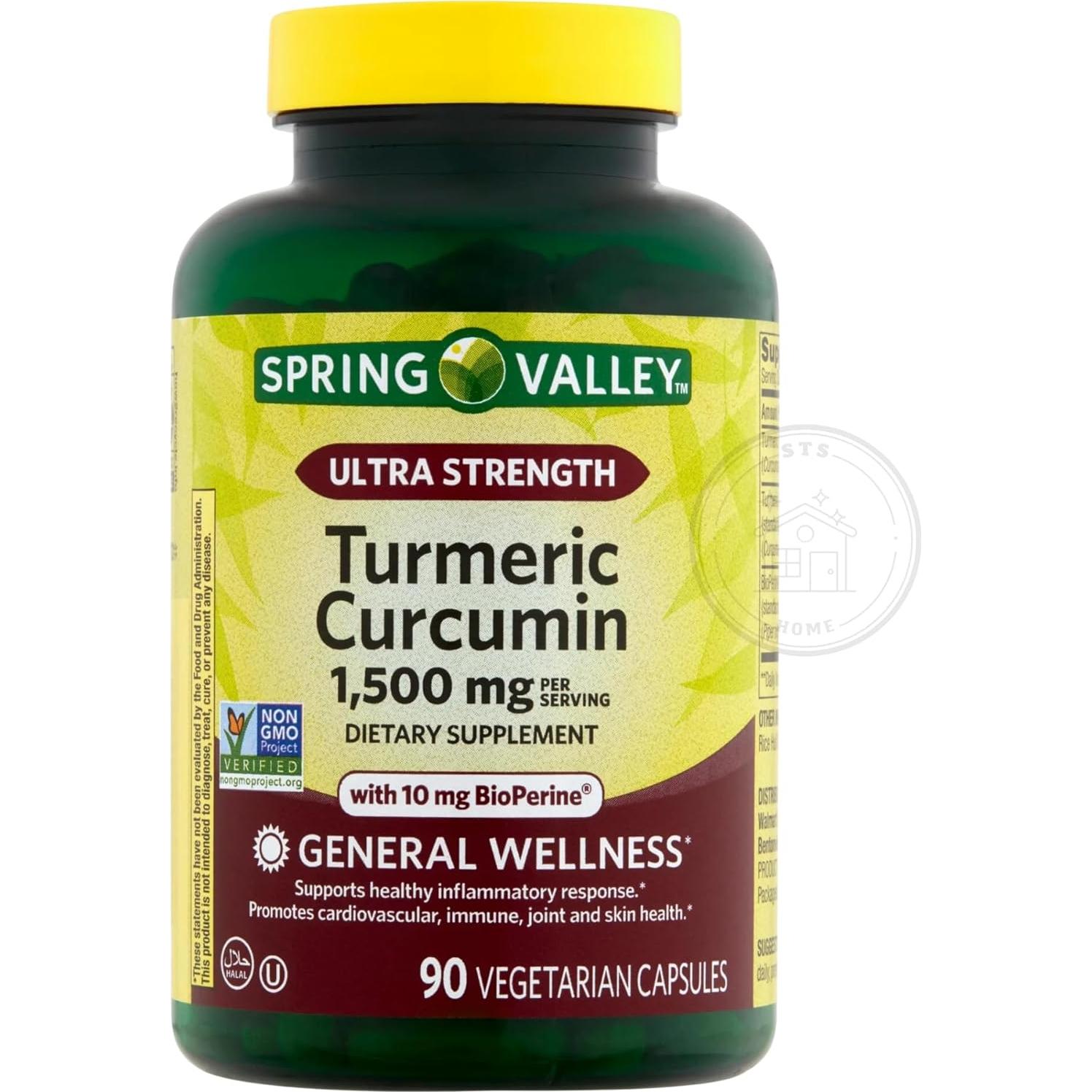 Suplemento de Cúrcuma Spring Valley 1500 mg 90 Cápsulas Vegetarianas