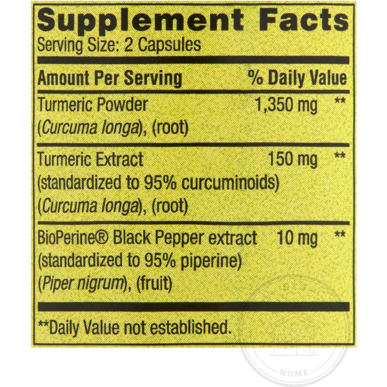 Suplemento de Cúrcuma Spring Valley 1500 mg 90 Cápsulas Vegetarianas