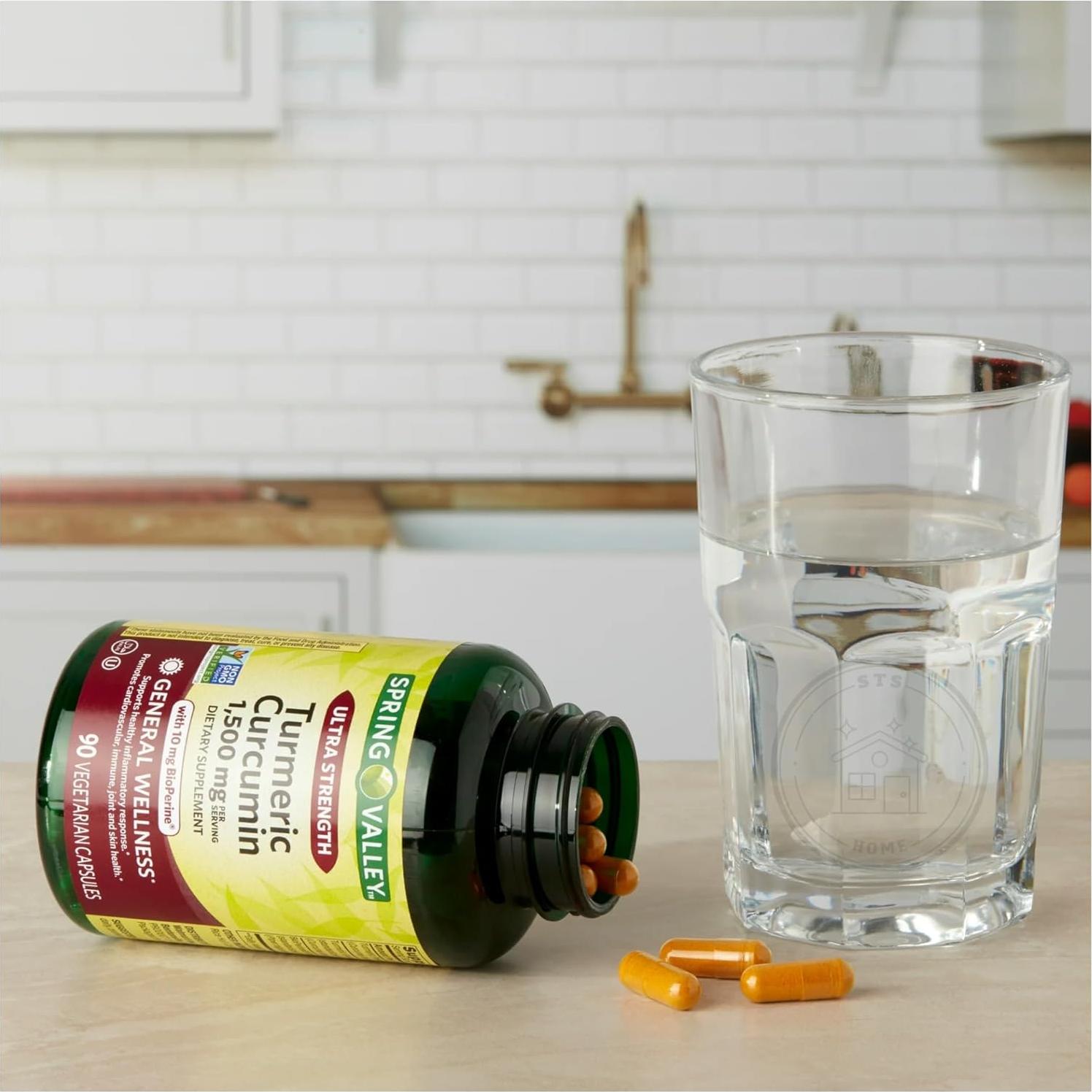 Suplemento de Cúrcuma Spring Valley 1500 mg 90 Cápsulas Vegetarianas