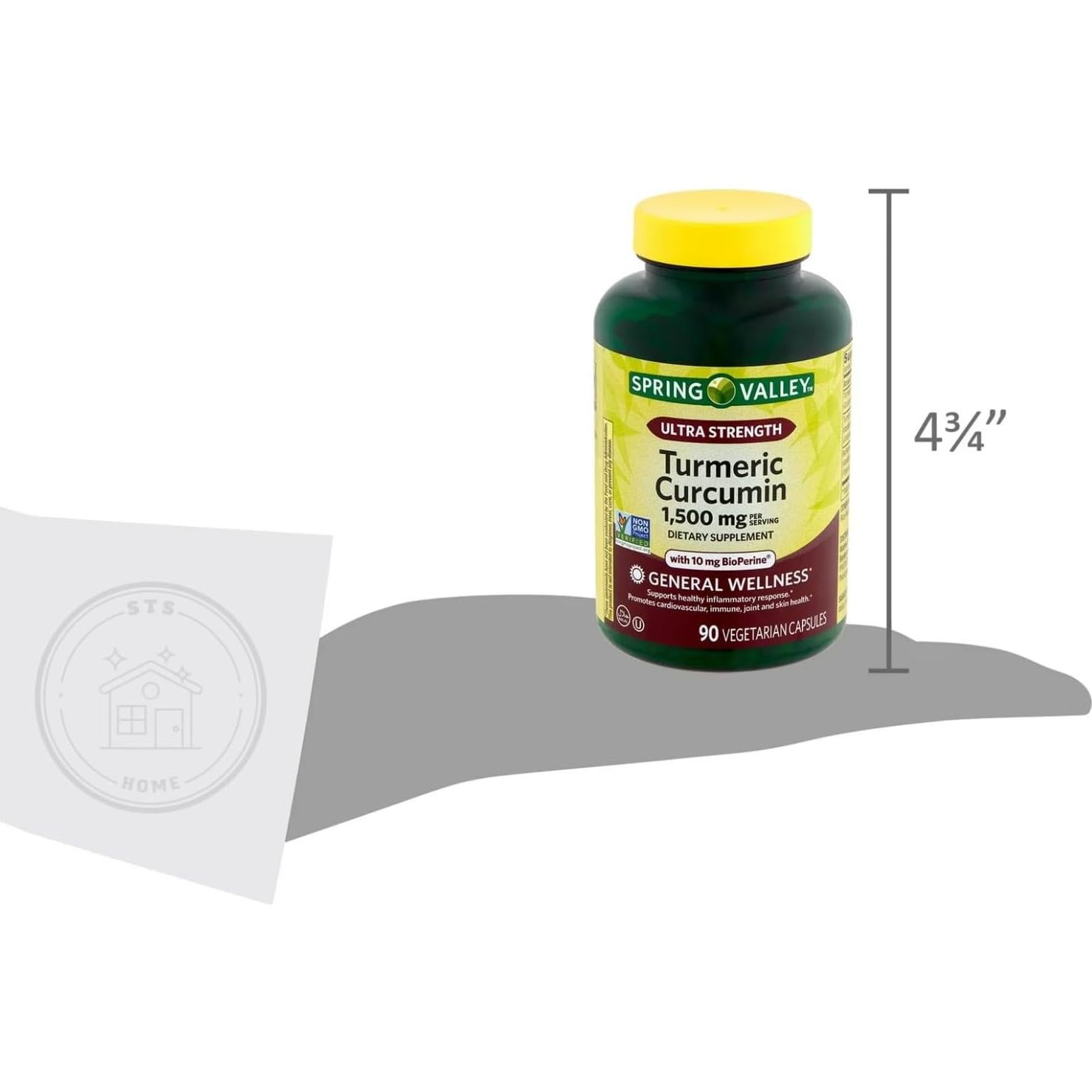 Suplemento de Cúrcuma Spring Valley 1500 mg 90 Cápsulas Vegetarianas