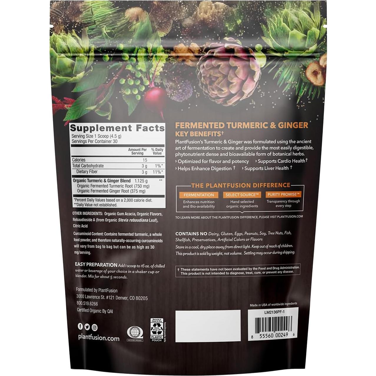 Mezcla de Bebida de Cúrcuma y Jengibre PlantFusion 134g