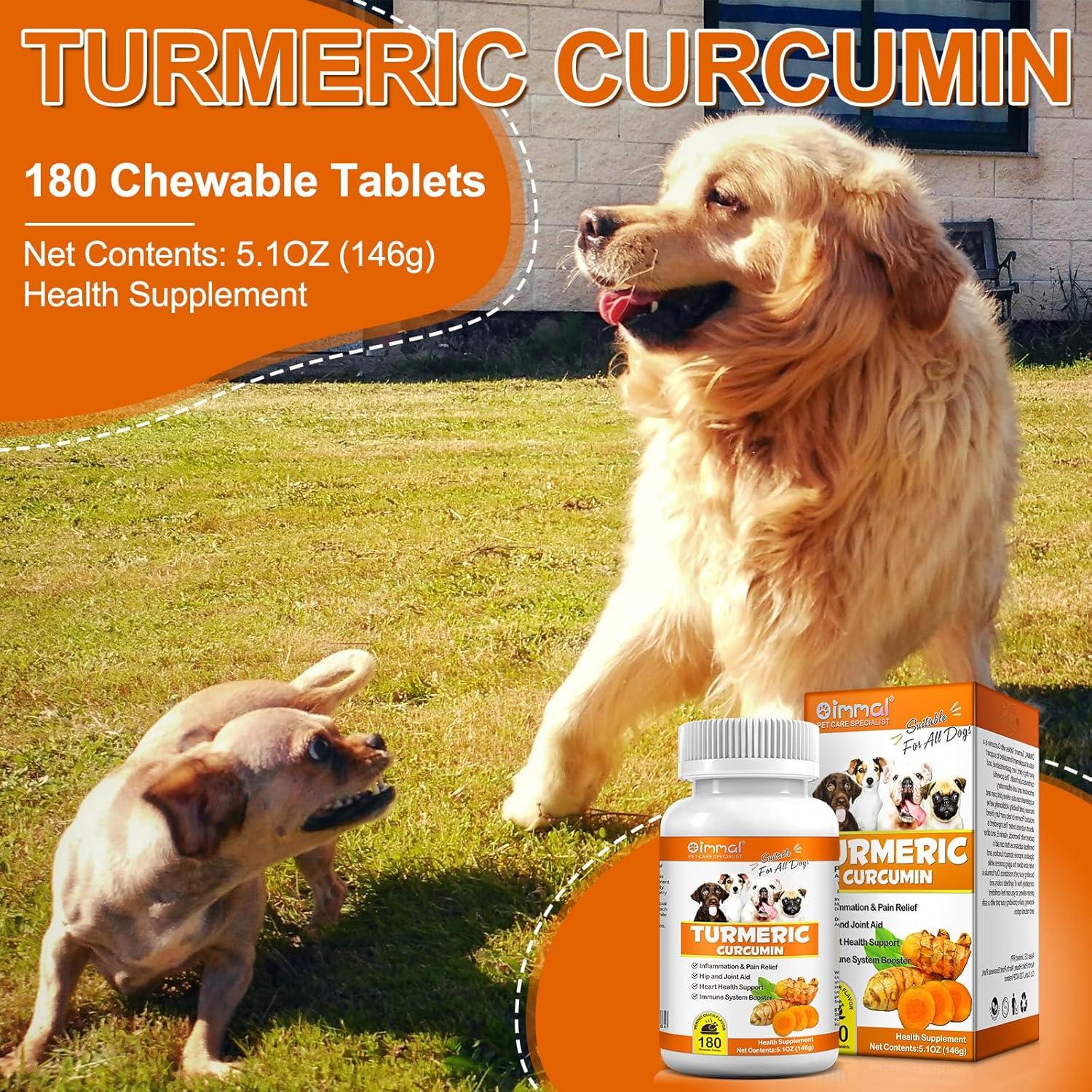 Cápsulas de Cúrcuma Curcumina para Perros - 180 Tabletas Masticables Sabor Pato Pekín