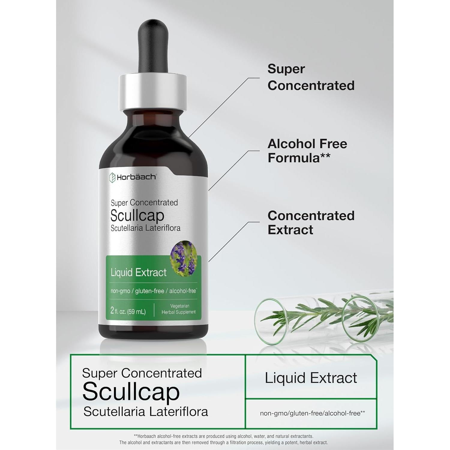 Extracto Líquido de Scullcap Horbaach 59 ml Sin Alcohol