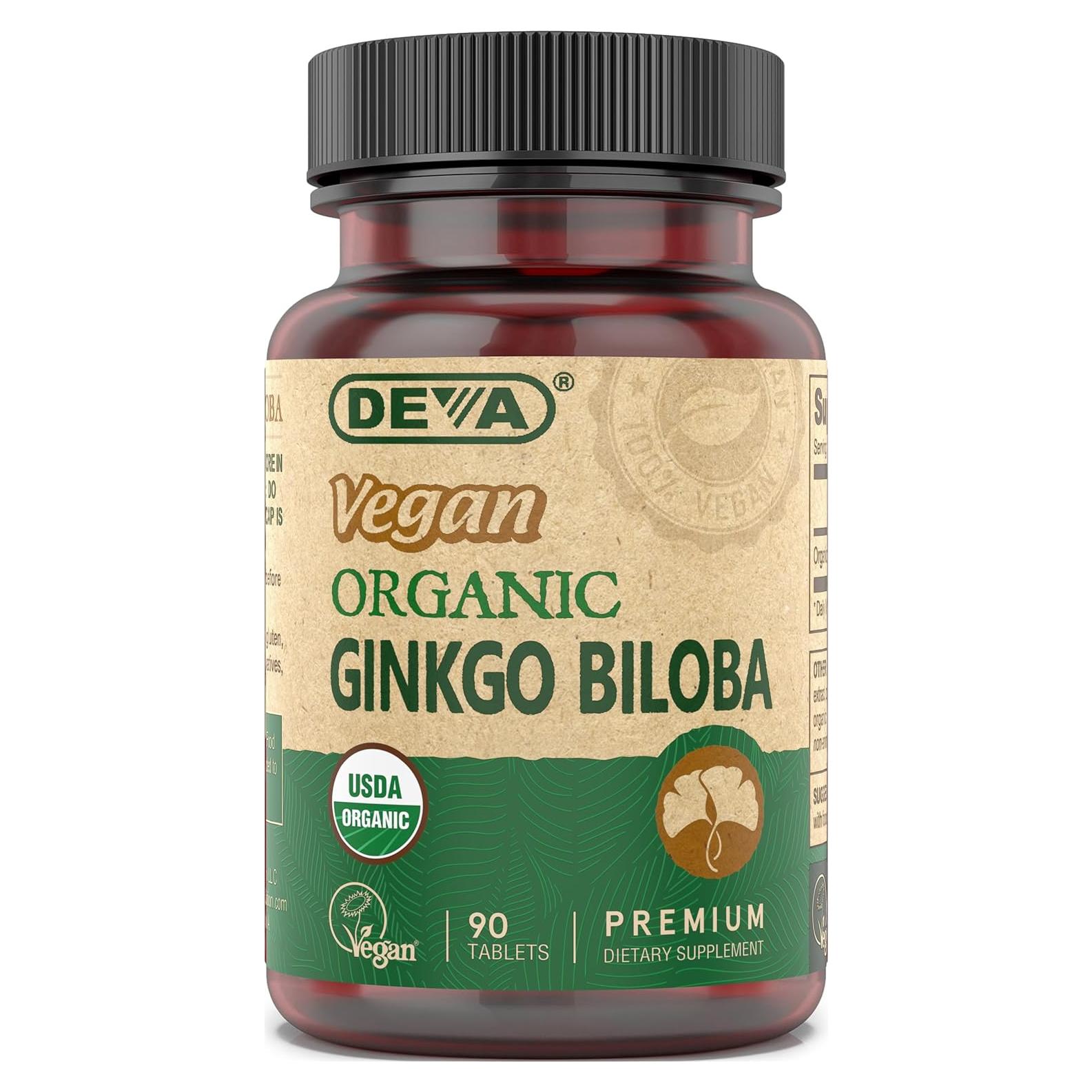 Suplemento Dietético Vegano Ginkgo Biloba DEVA 300 mg 90 Tabletas