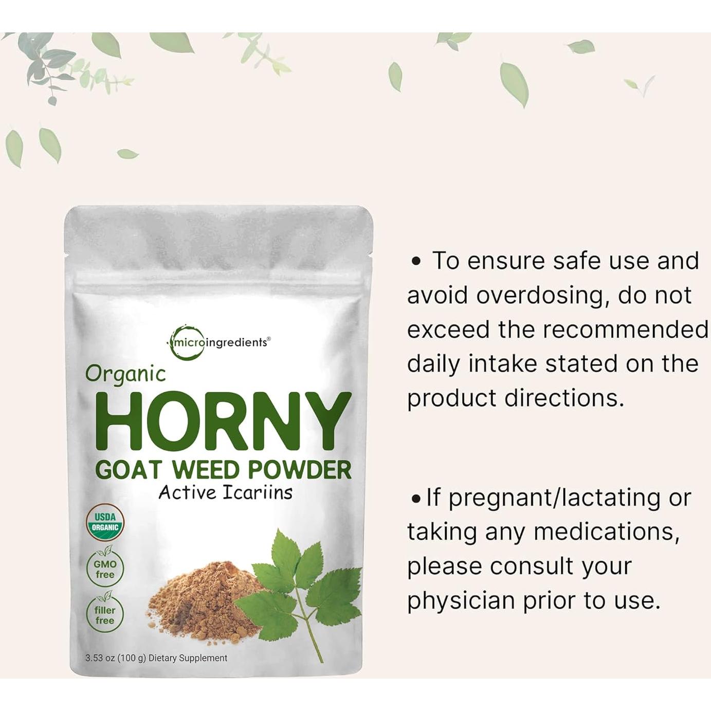 Polvo Orgánico de Hierba de Cabra Horny Micro Ingredients 100g