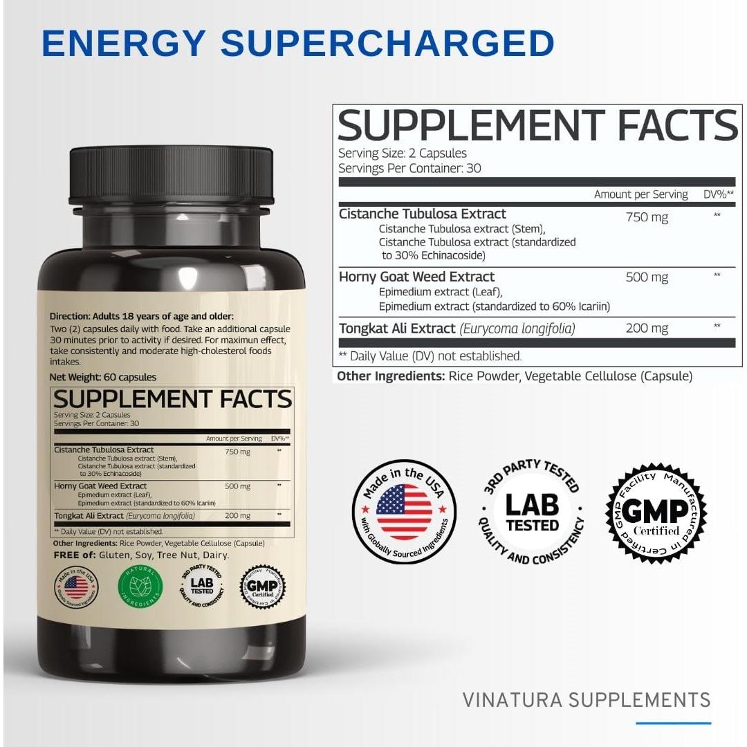 Cistanche Tubulosa y Hierba de Cabra Apasionada 1250mg - 60 Cápsulas