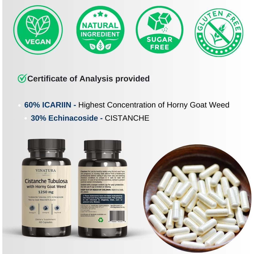 Cistanche Tubulosa y Hierba de Cabra Apasionada 1250mg - 60 Cápsulas