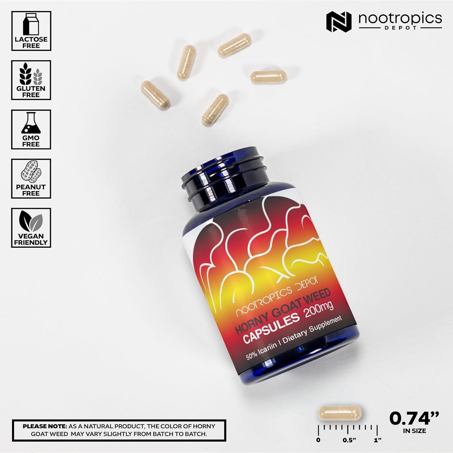Cápsulas Nootropics Depot Horny Goat Weed 200mg 30 Conteo