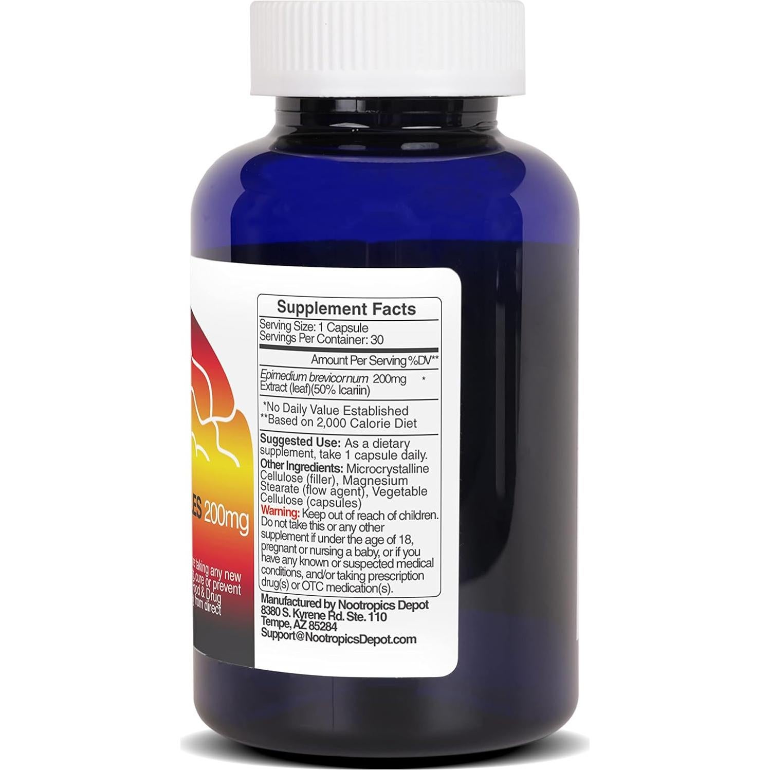 Cápsulas Nootropics Depot Horny Goat Weed 200mg 30 Conteo