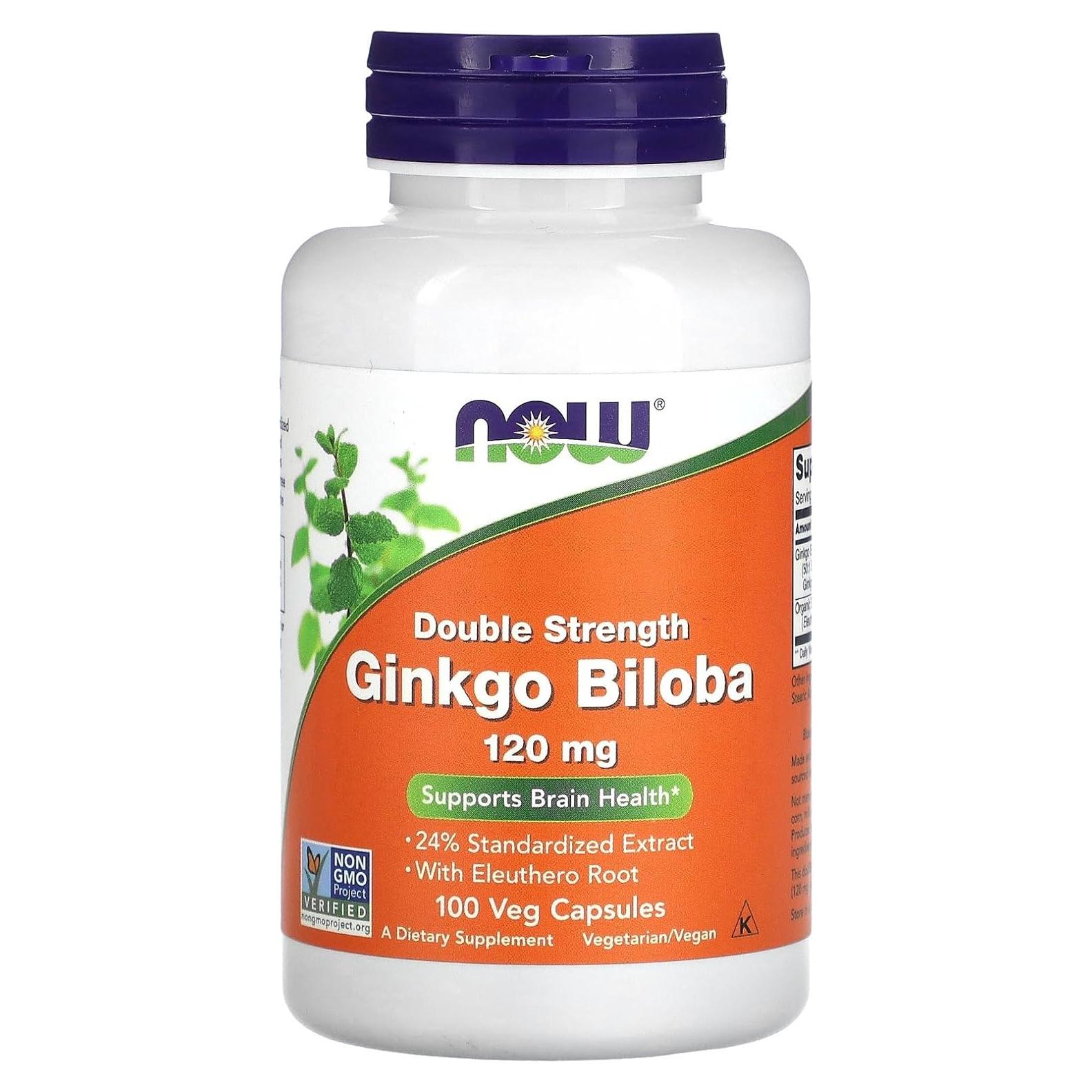 Suplemento Ginkgo Biloba NOW Foods 120 mg 100 Cápsulas Veganas