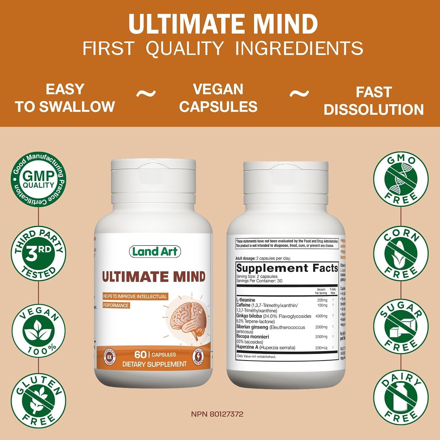 Suplemento Cerebral Mente Definitiva Land Art 60 Cápsulas