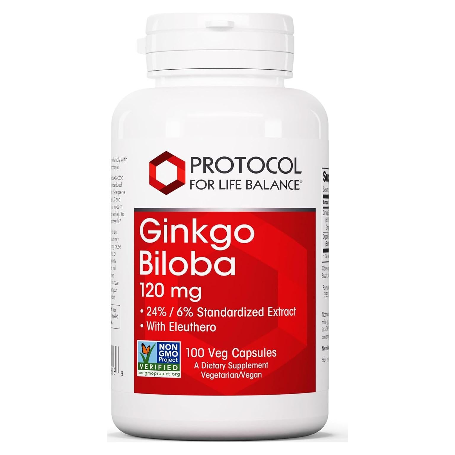 Ginkgo Biloba 120 mg Protocolo Para el Equilibrio de Vida - 100 Cápsulas Veganas