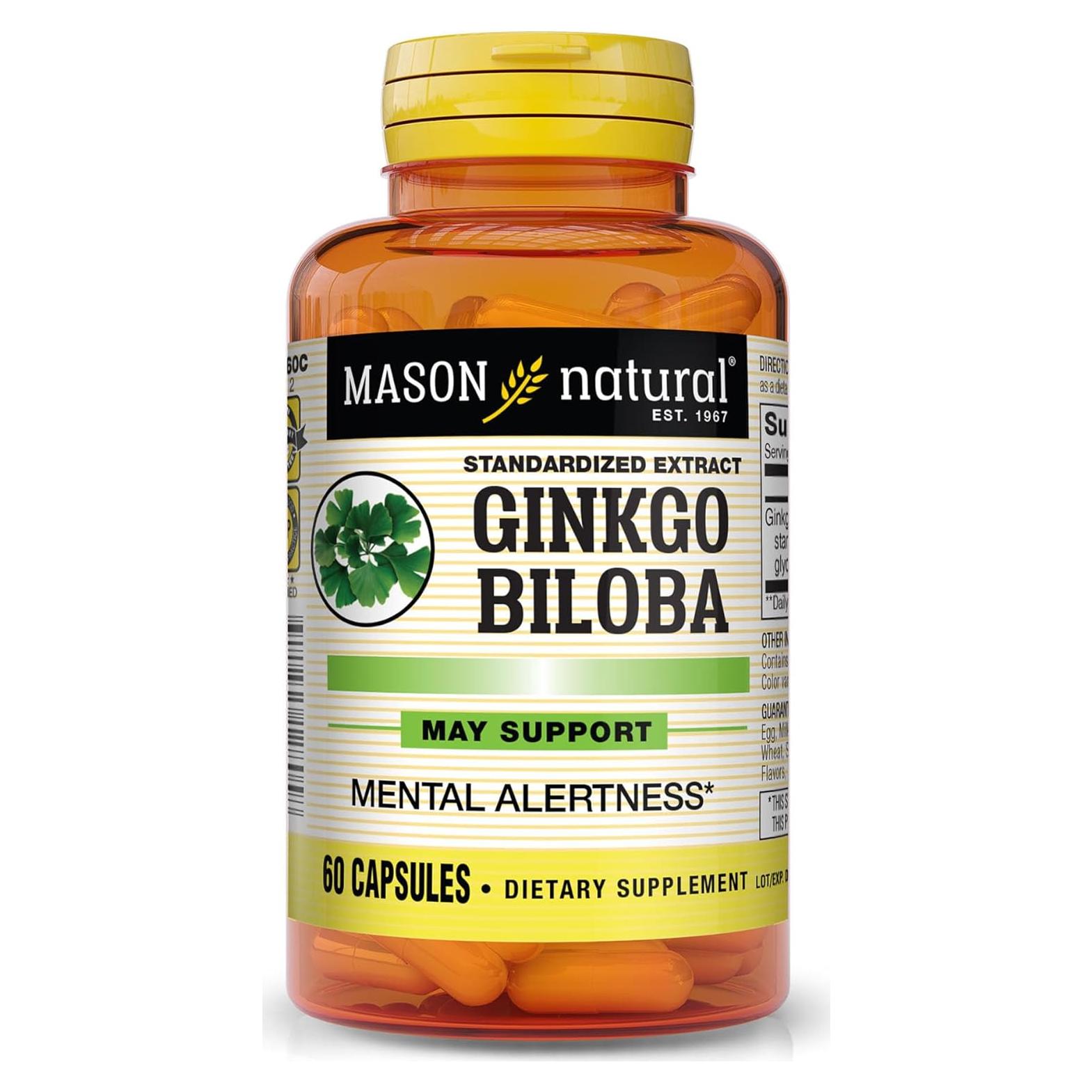 Suplemento Ginkgo Biloba Mason Natural 60 Cápsulas